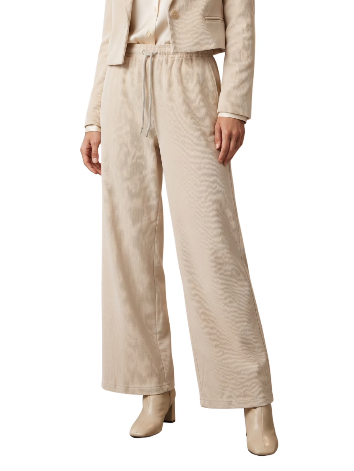 Beige Pant With Elastic Band