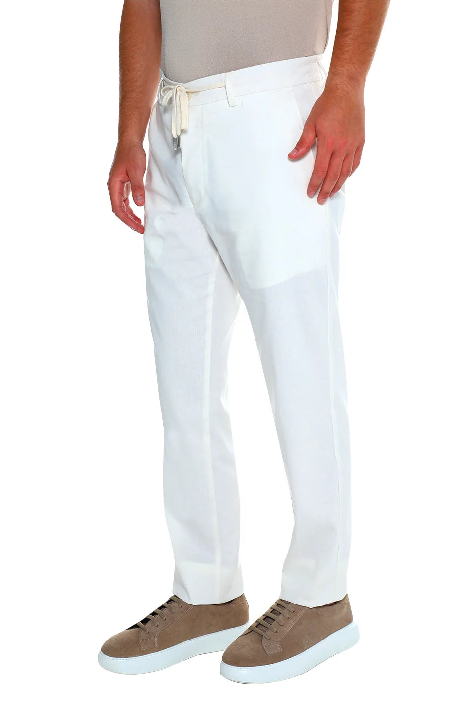 Casual Offwhite Linen Pant With Slanted Side Pockets
