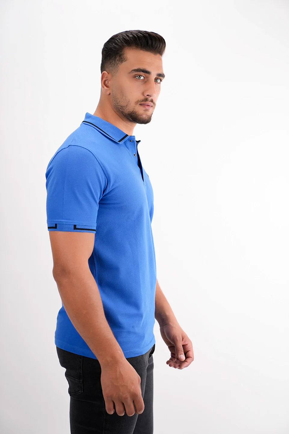 Indigo Polo With Shoulder & Collar Design