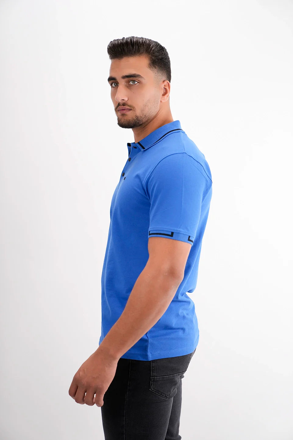 Indigo Polo With Shoulder & Collar Design