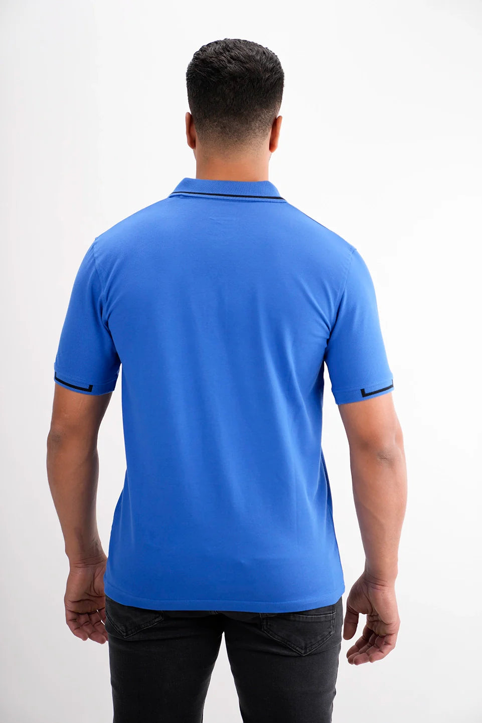 Indigo Polo With Shoulder & Collar Design