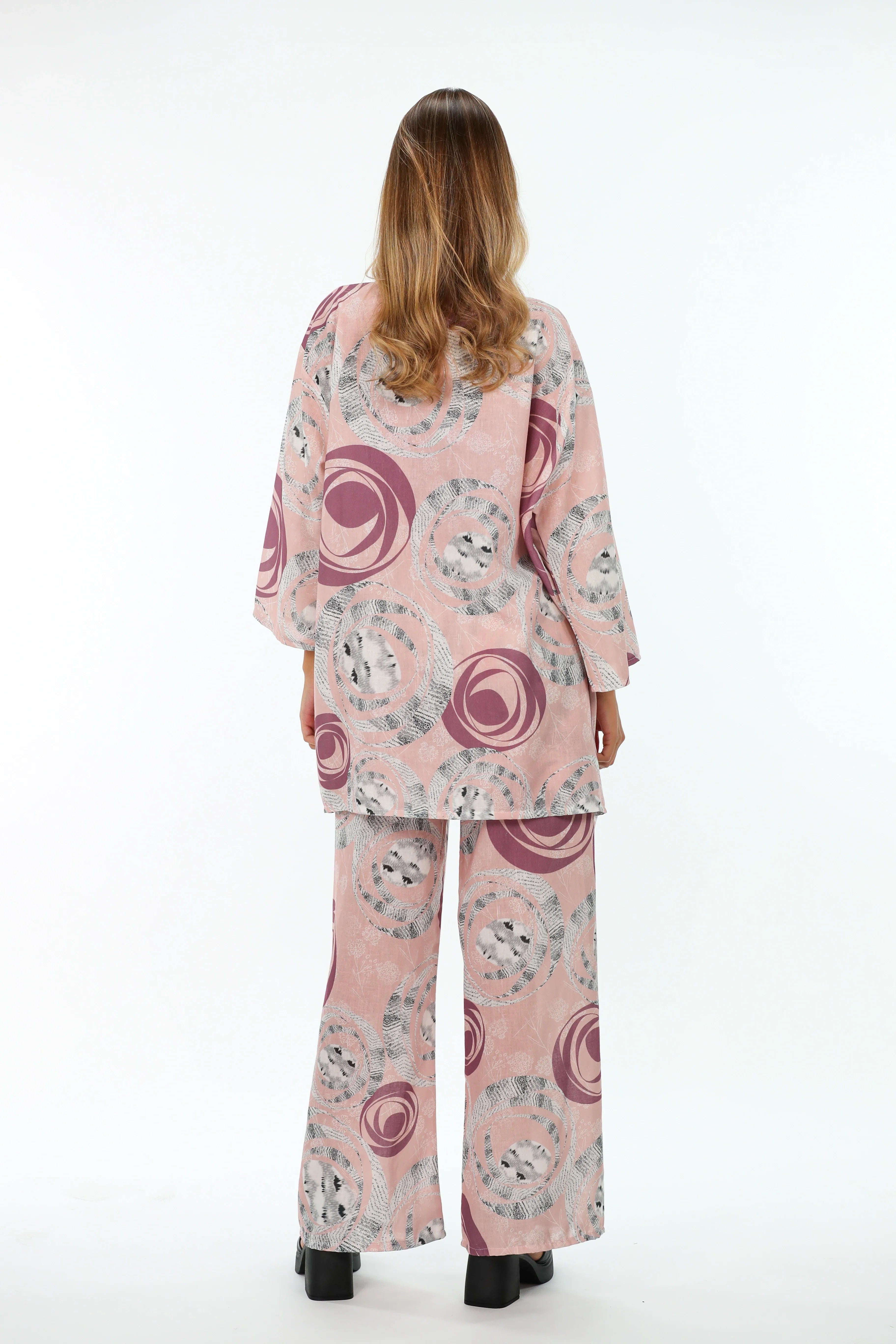 Light Pink Printed Linen Summer Set