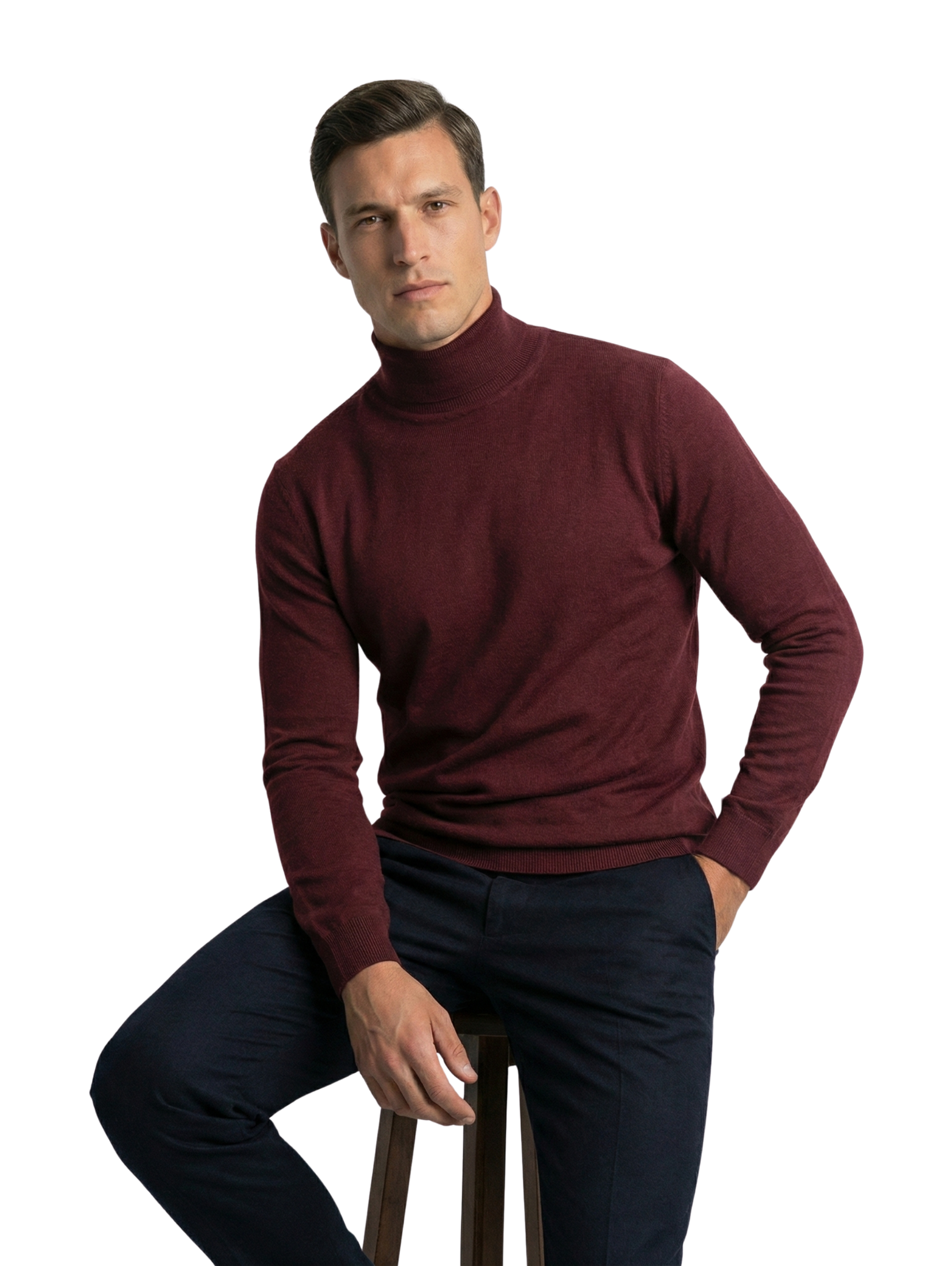 Damat Bordo High Neck Knitted Pullover