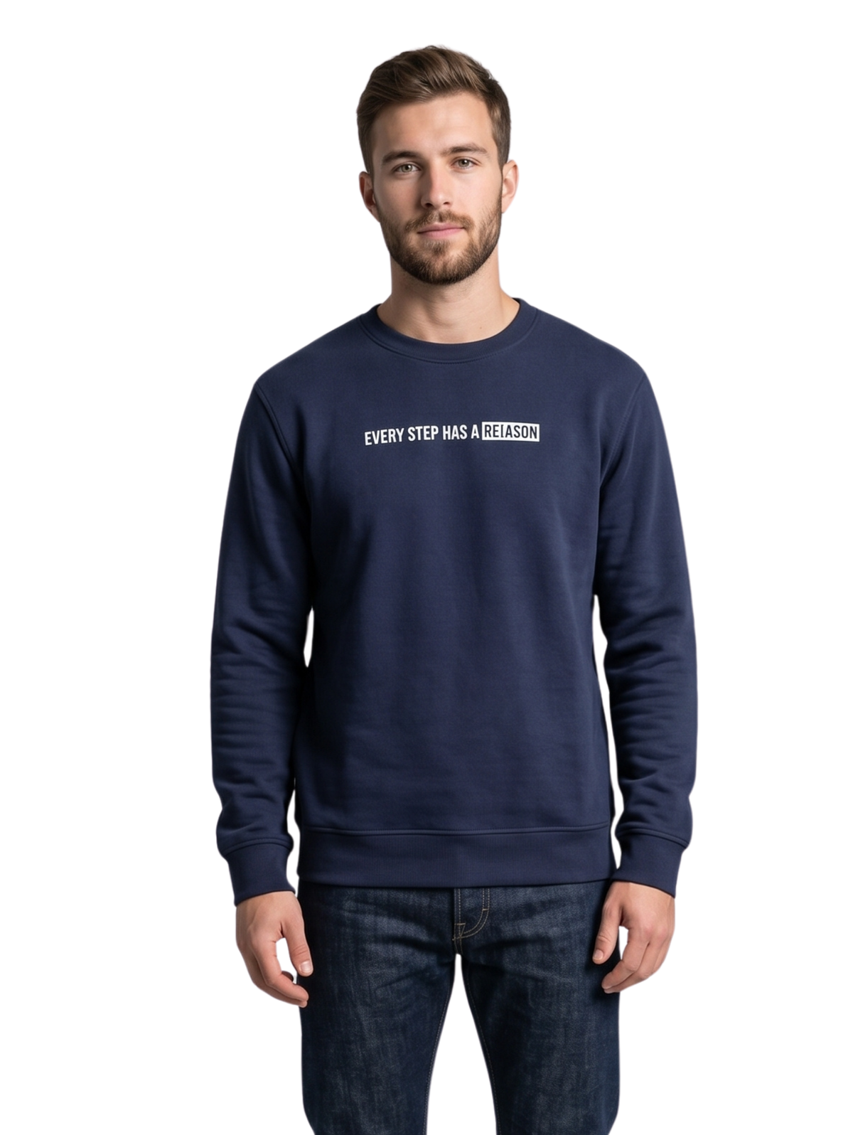 Navy Sweater With Front Graphic Design