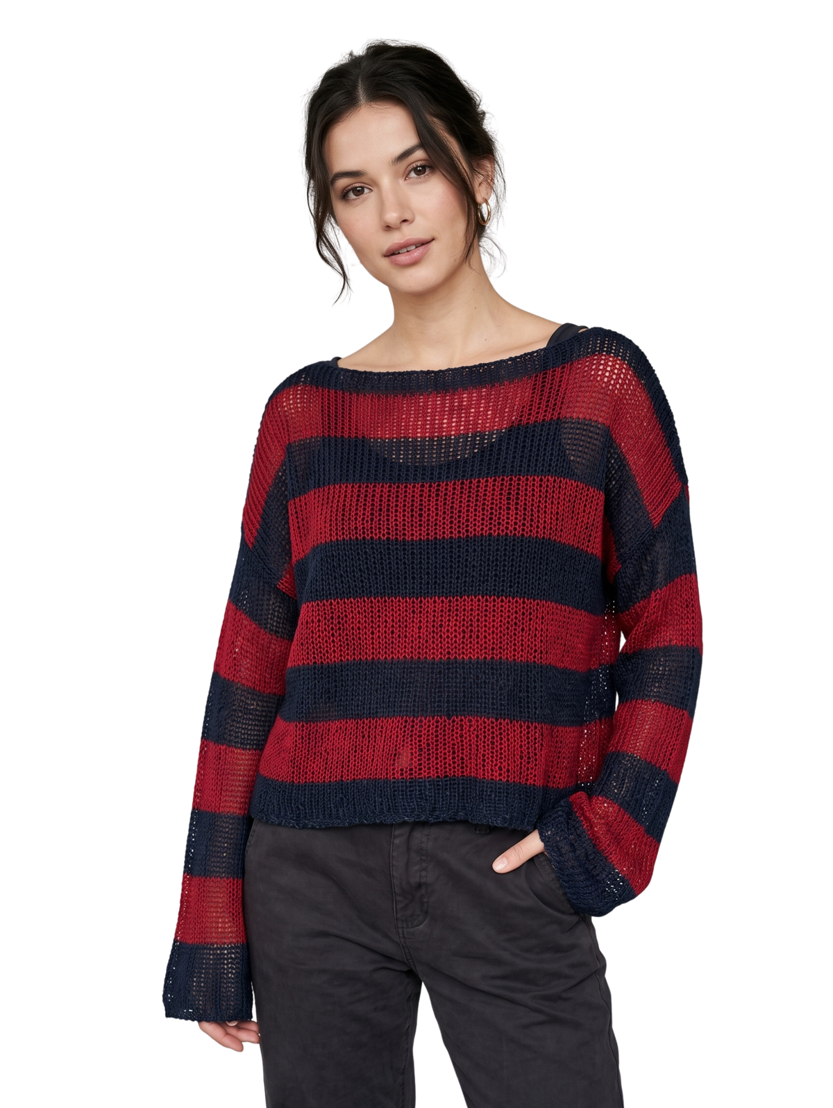 Navy Wide Boat Neckline Pullover
