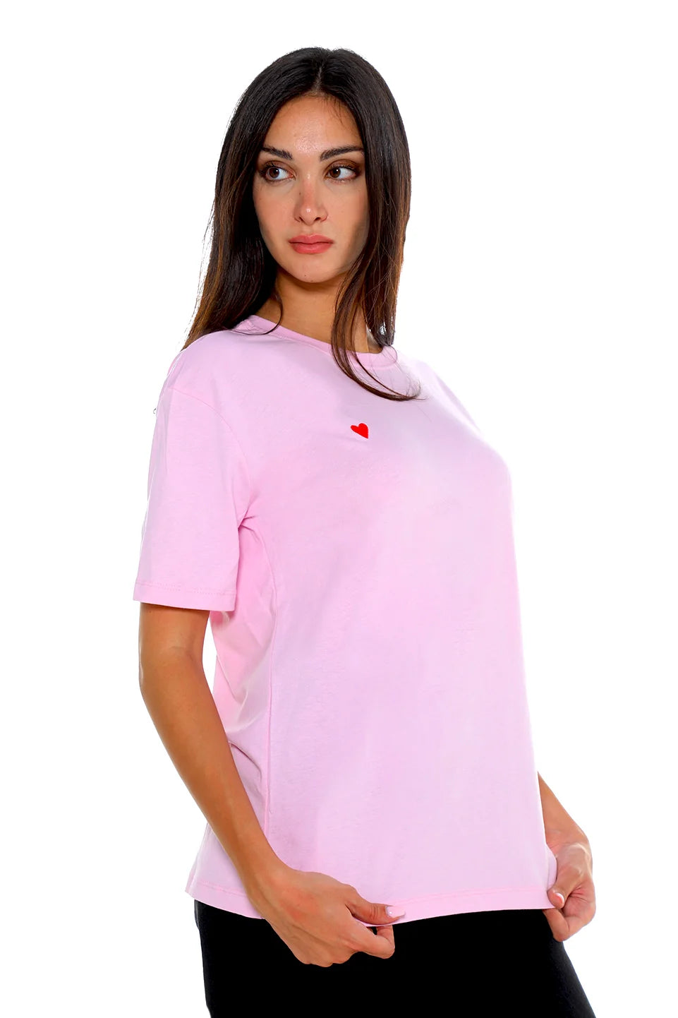 Short Sleeve Pink T-shirt With Small Heart Design