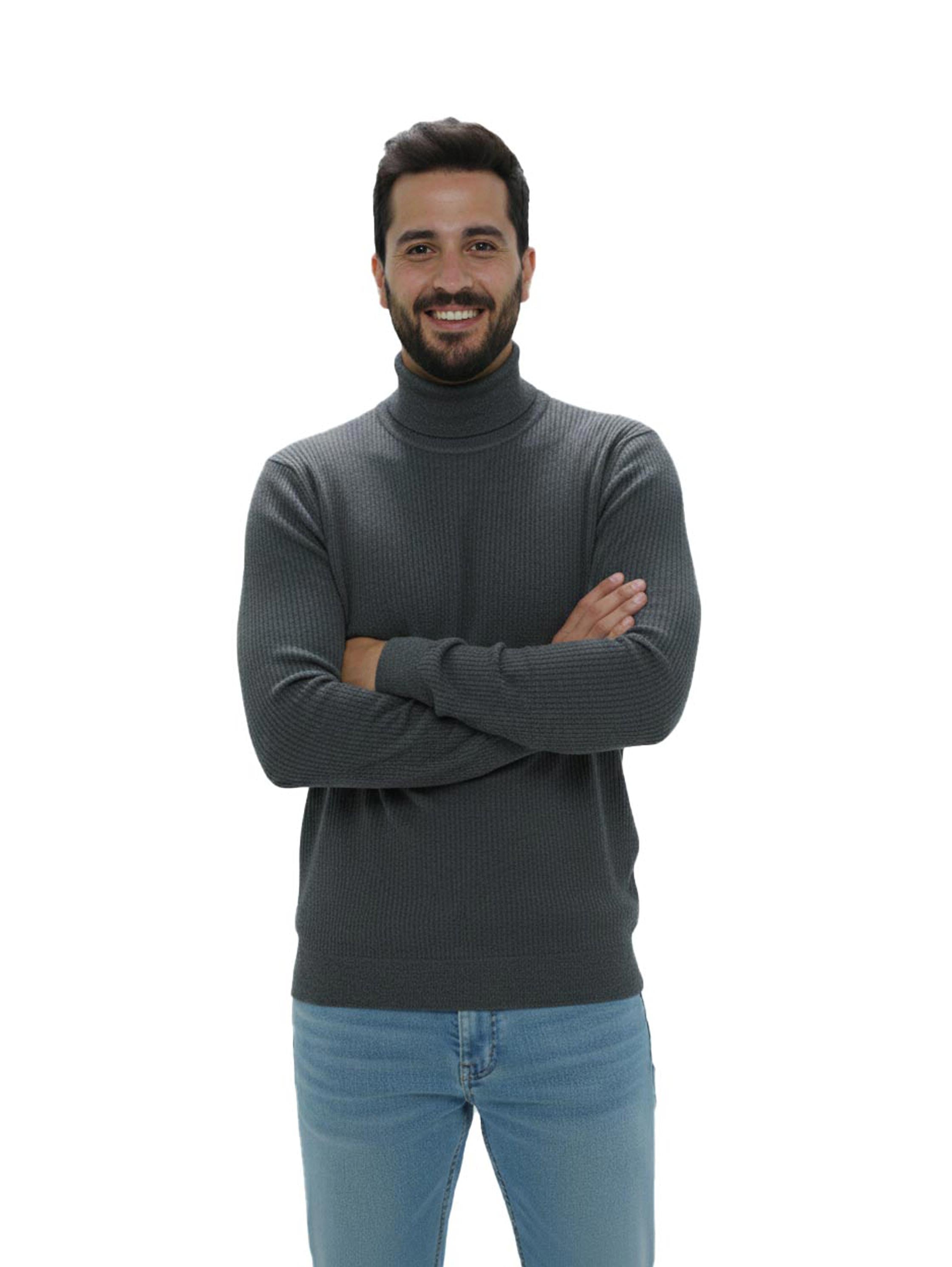 Turtleneck Long Sleeved Dark Grey Pullover