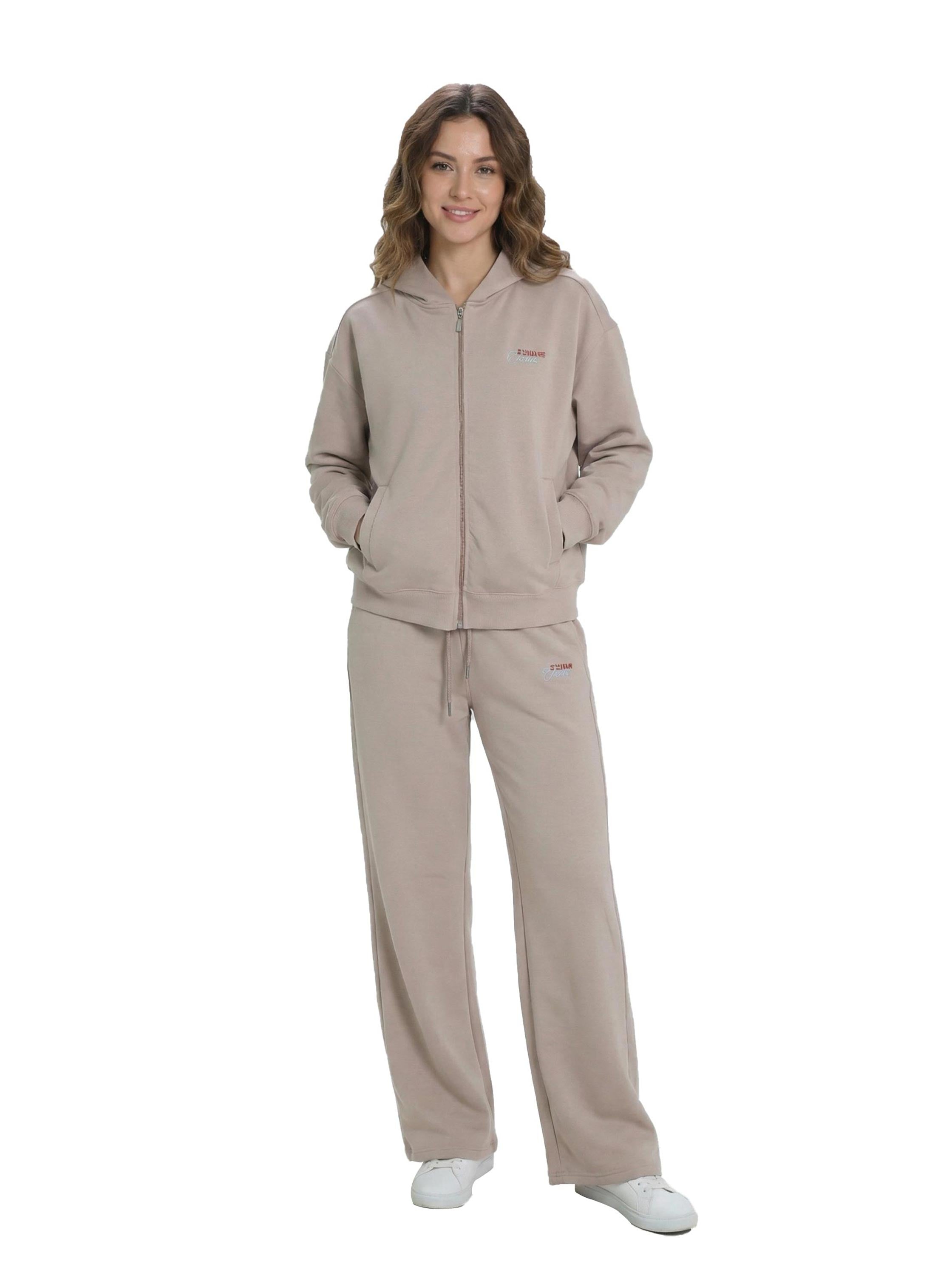 Khaki Sport Set Pant With Zippered Jacket
