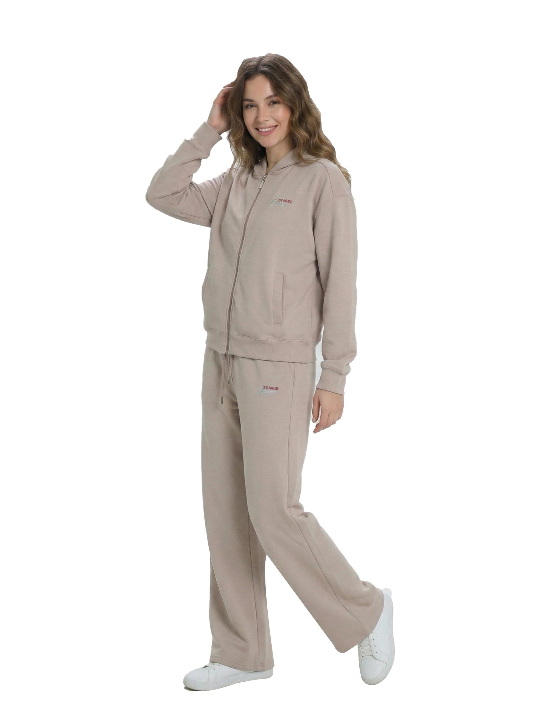 Khaki Sport Set Pant With Zippered Jacket