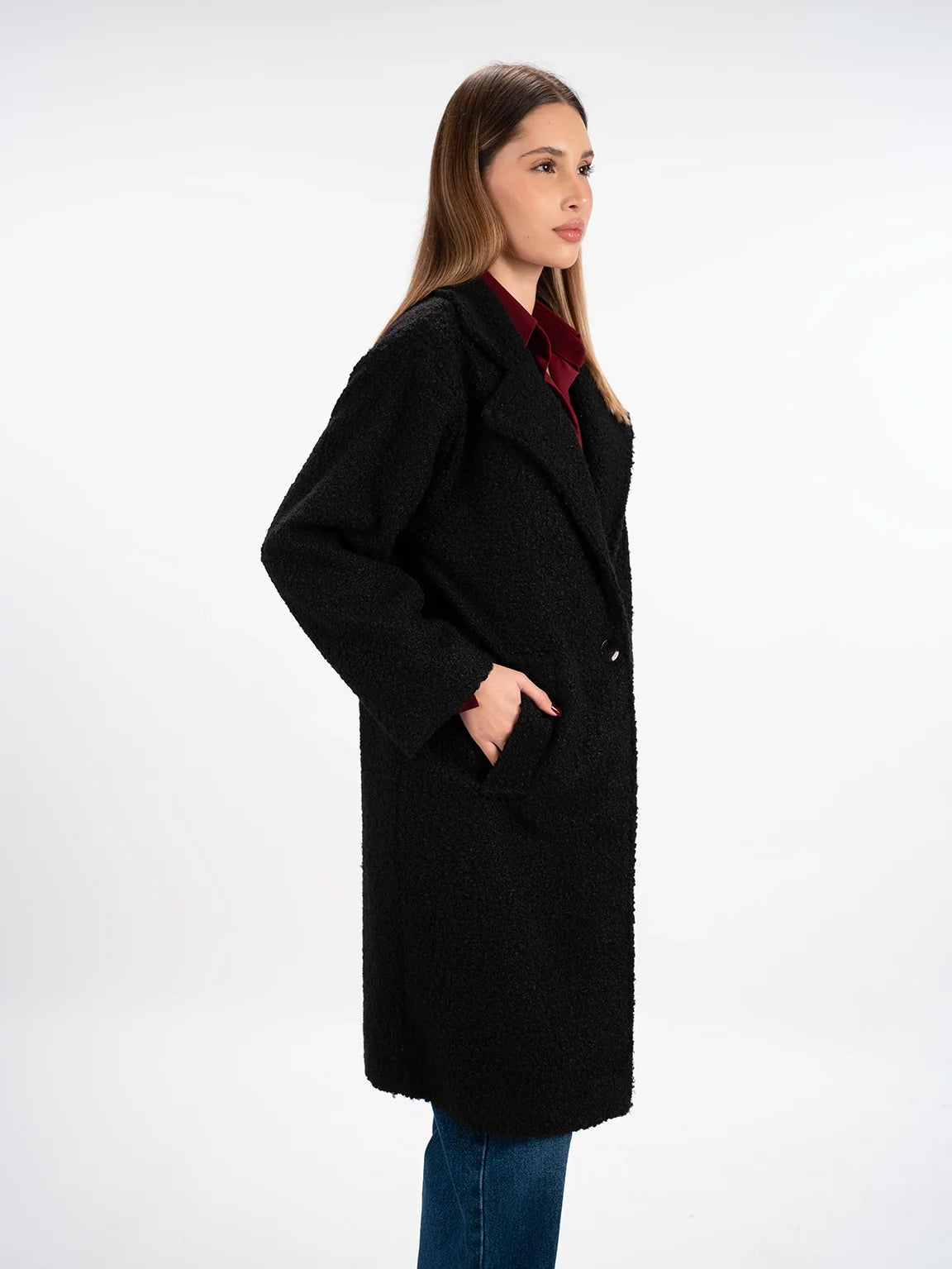 Fluffy Warm Long Black Coat