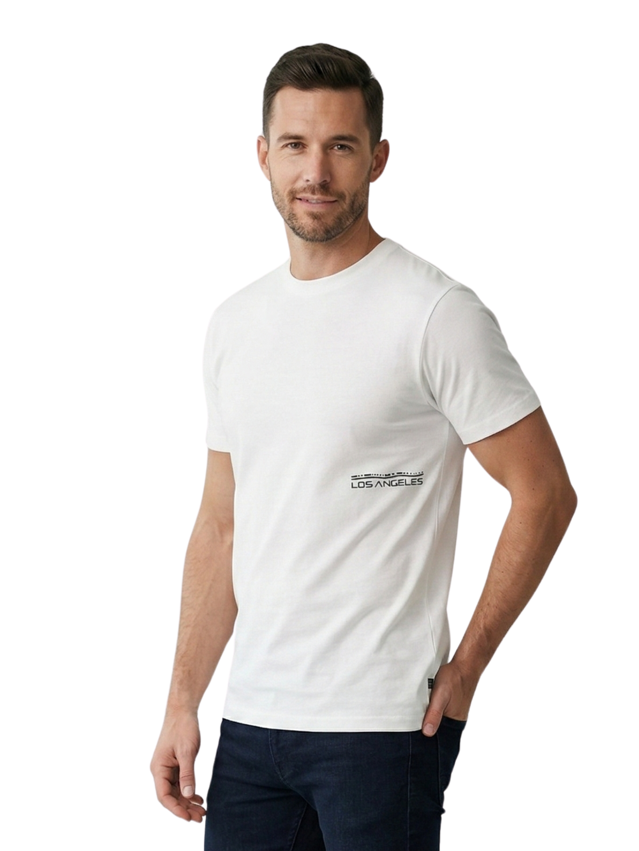 Round Neck White T-shirt With Back Design