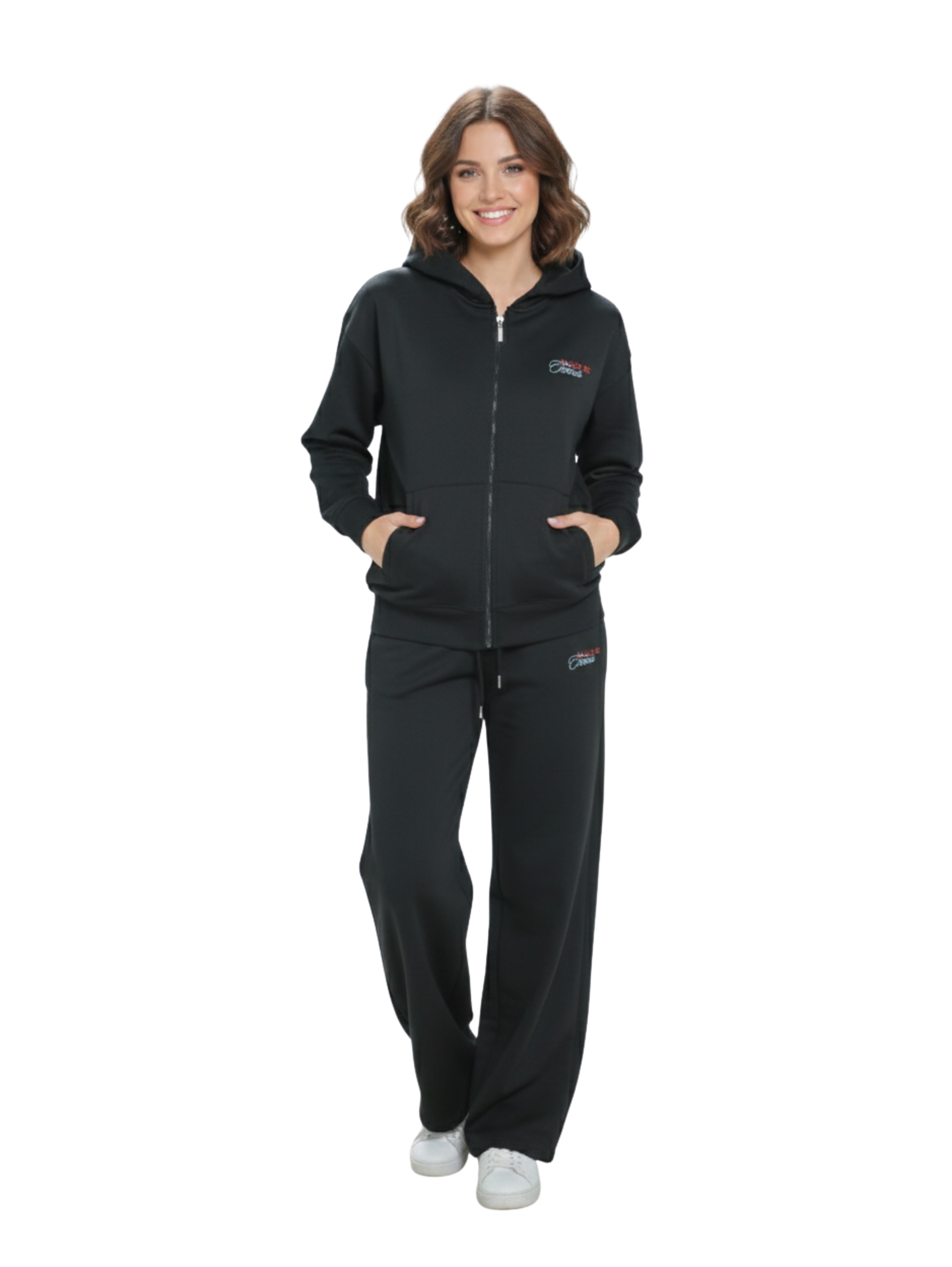 Black Sport Set Pant With Zippered Jacket