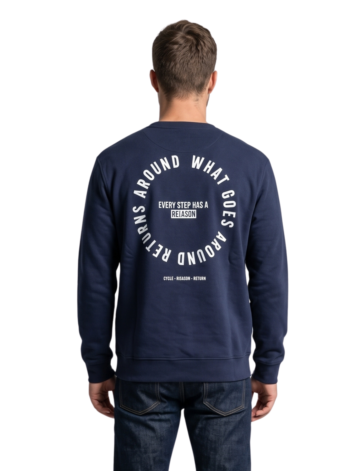 Navy Sweater With Front Graphic Design