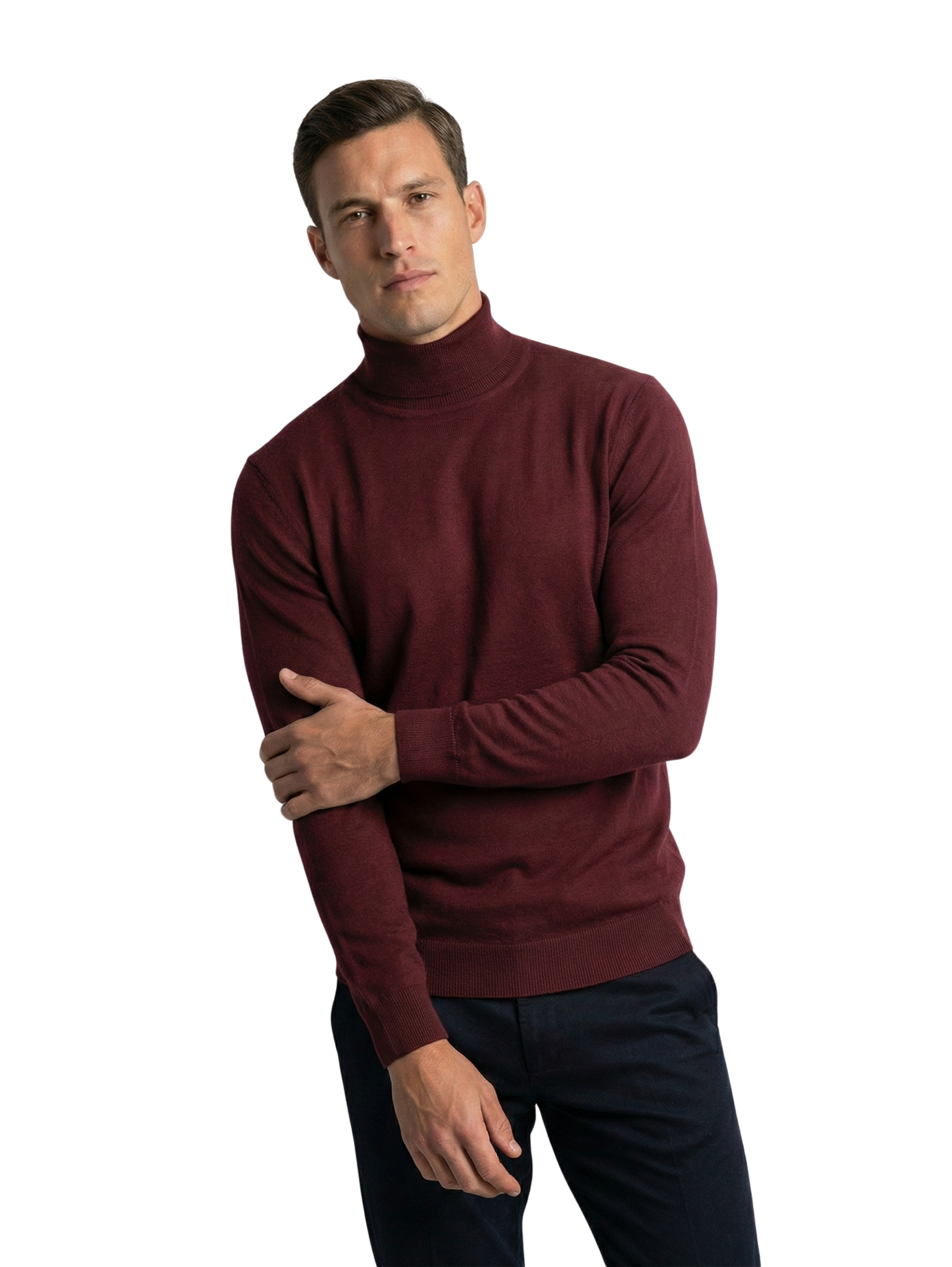 Damat Bordo High Neck Knitted Pullover