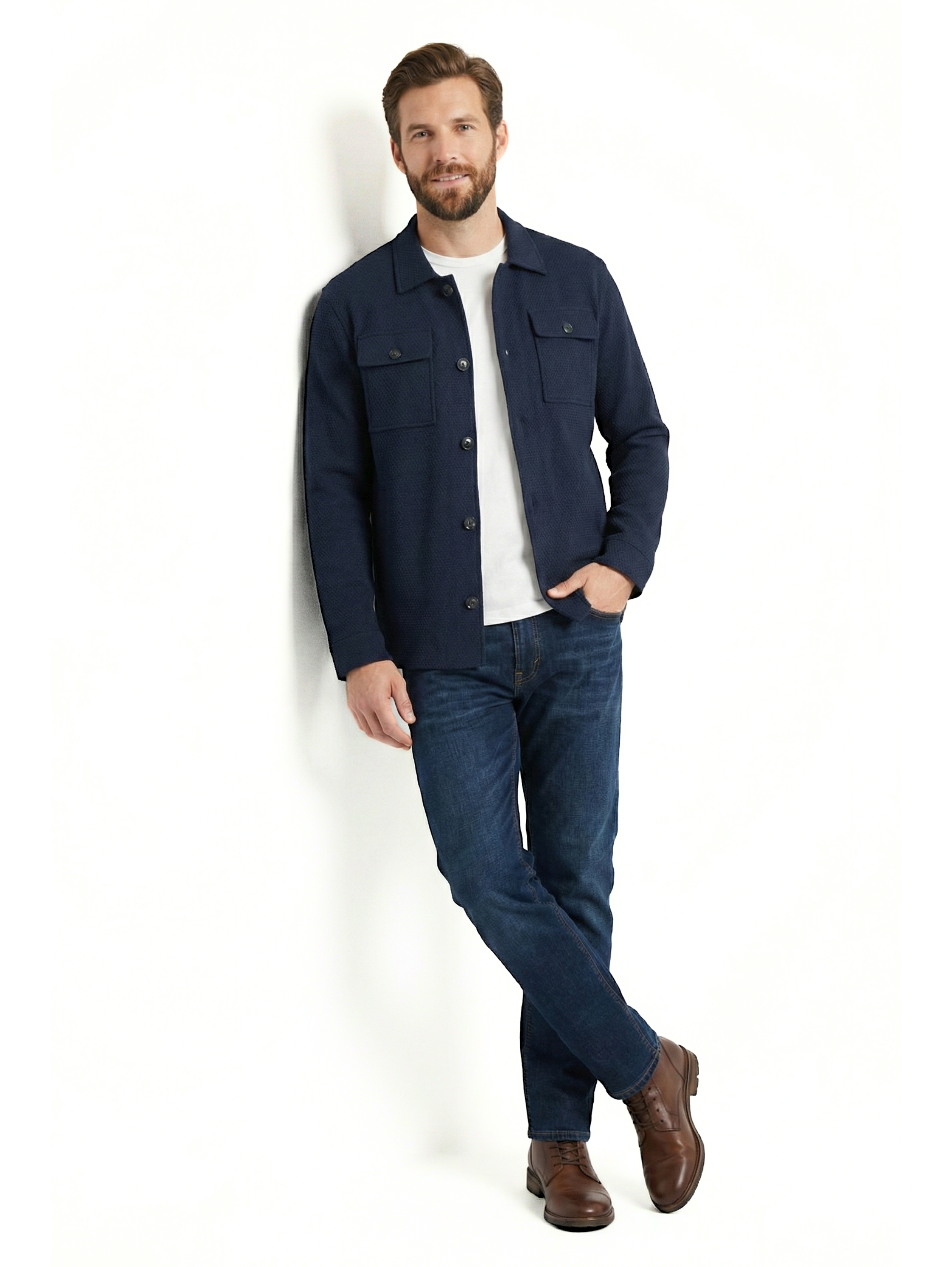 Long Sleeve Casual Buttoned Navy Blazer