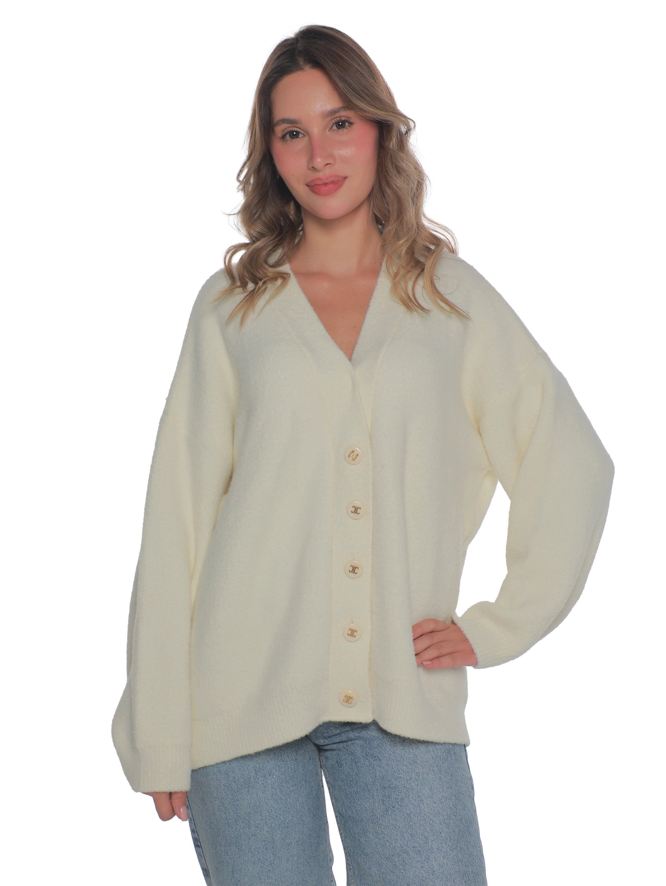 Off white Oversize Pullover With Button To Close