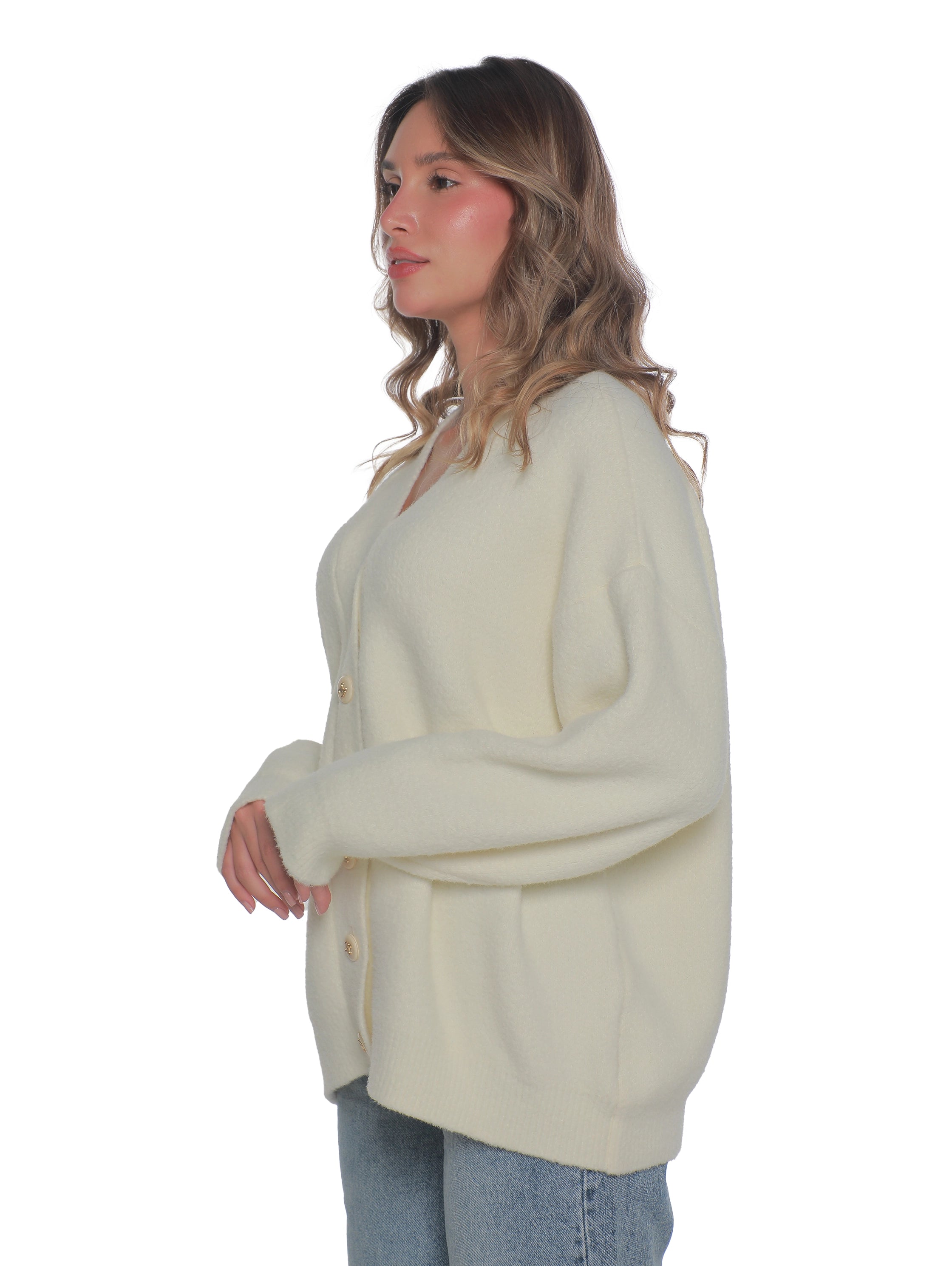 Off white Oversize Pullover With Button To Close