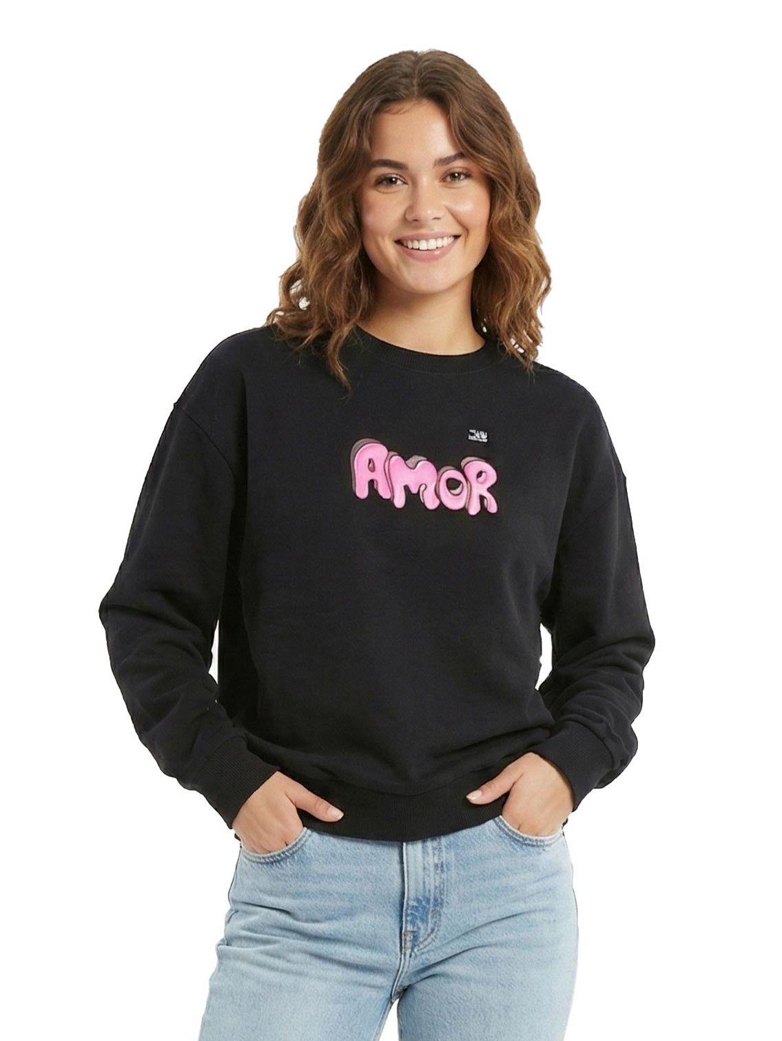 Black Long Sleeved Sweater With "Amor" Front Design