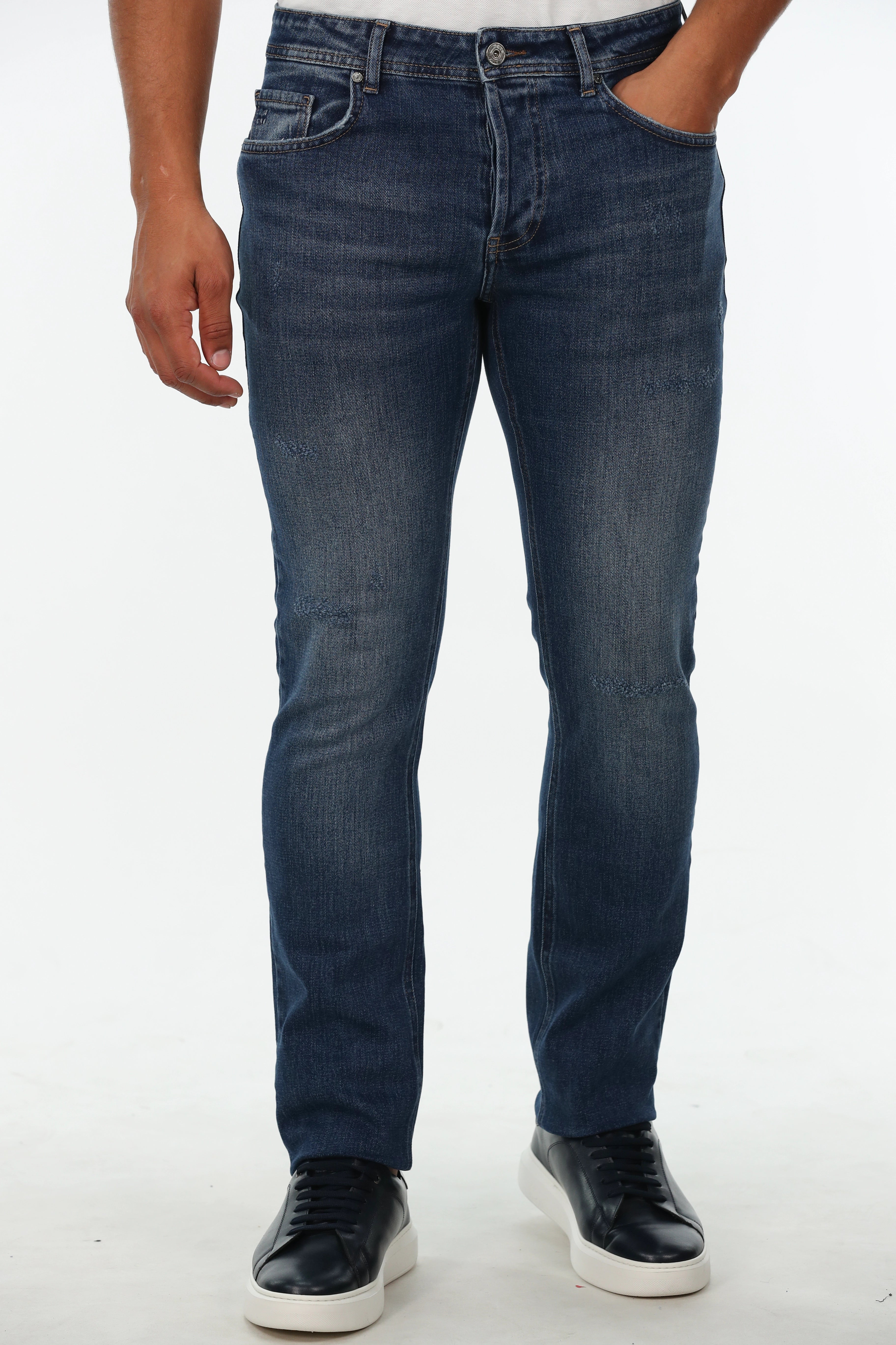 Medium Blue Slim Straight Jeans