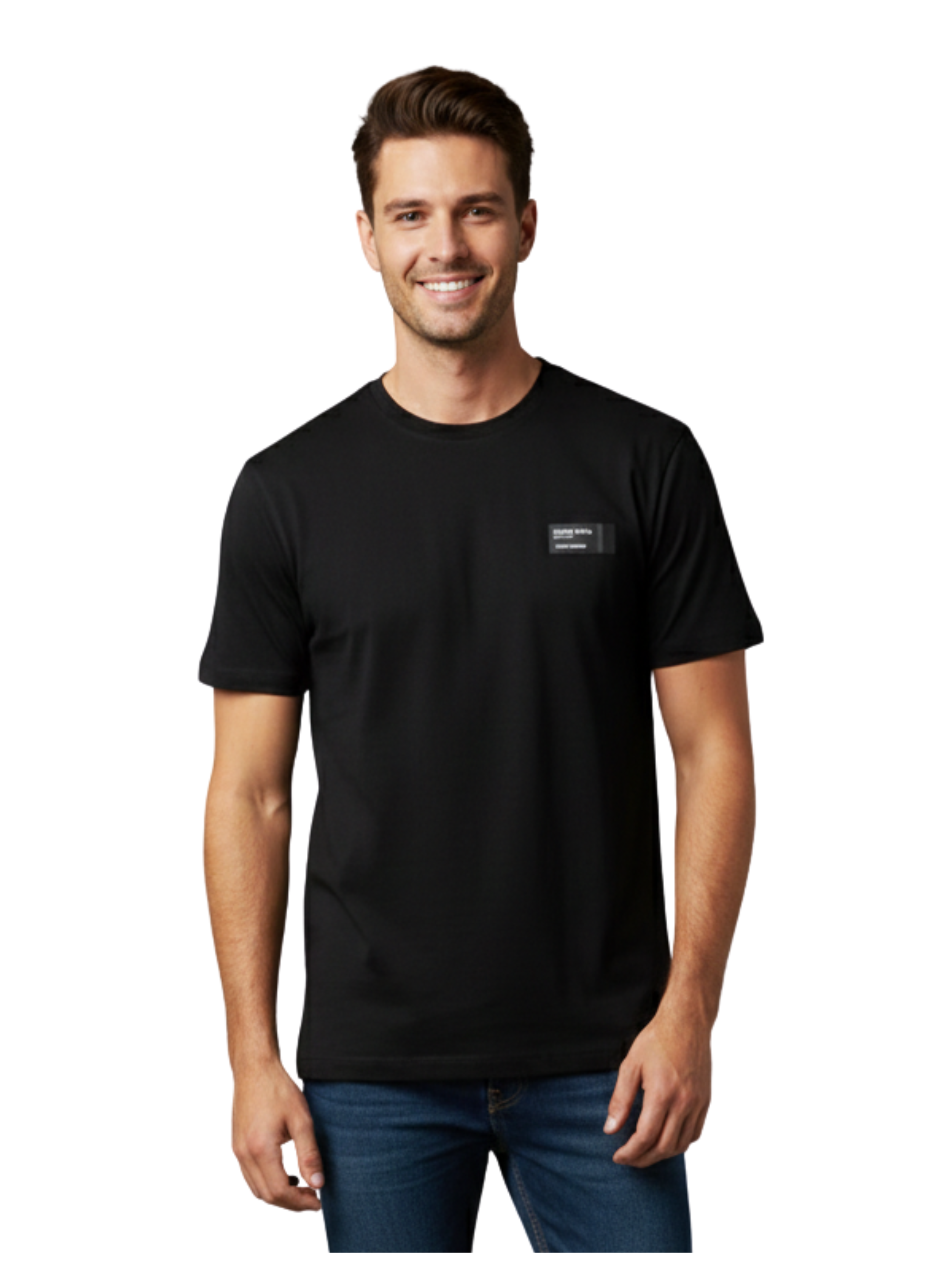 Round Neck Black T-shirt With Front Design