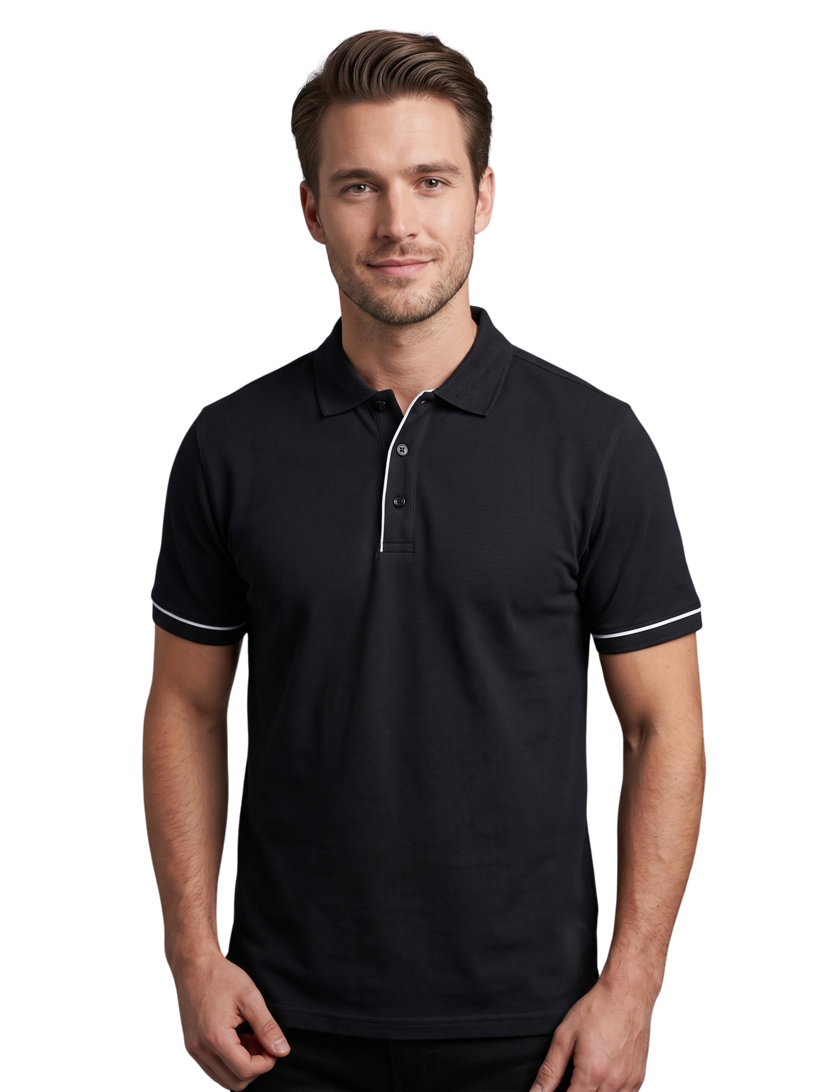 Black Slim Fit Polo With Collar
