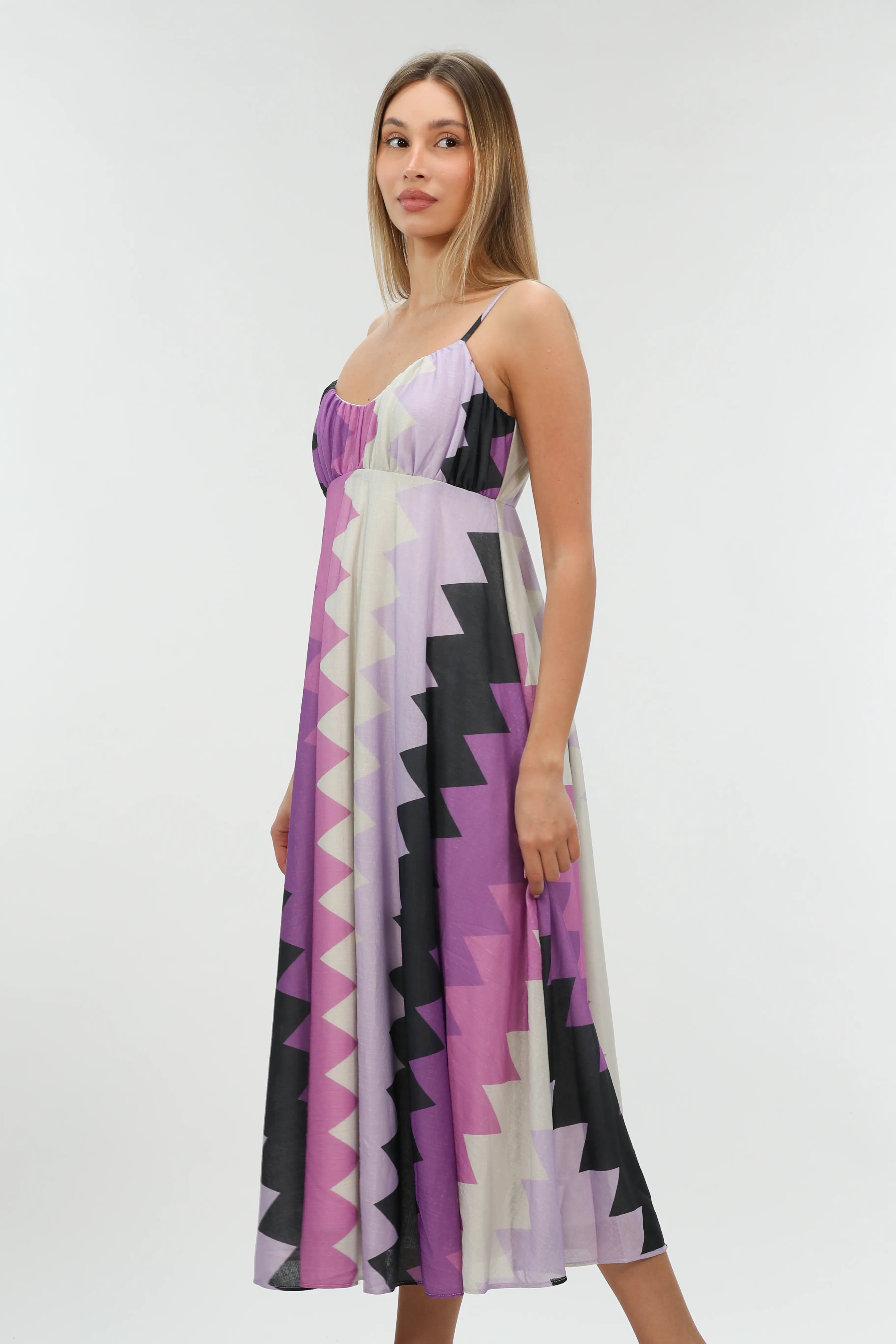 Purple Long Dress Patterned