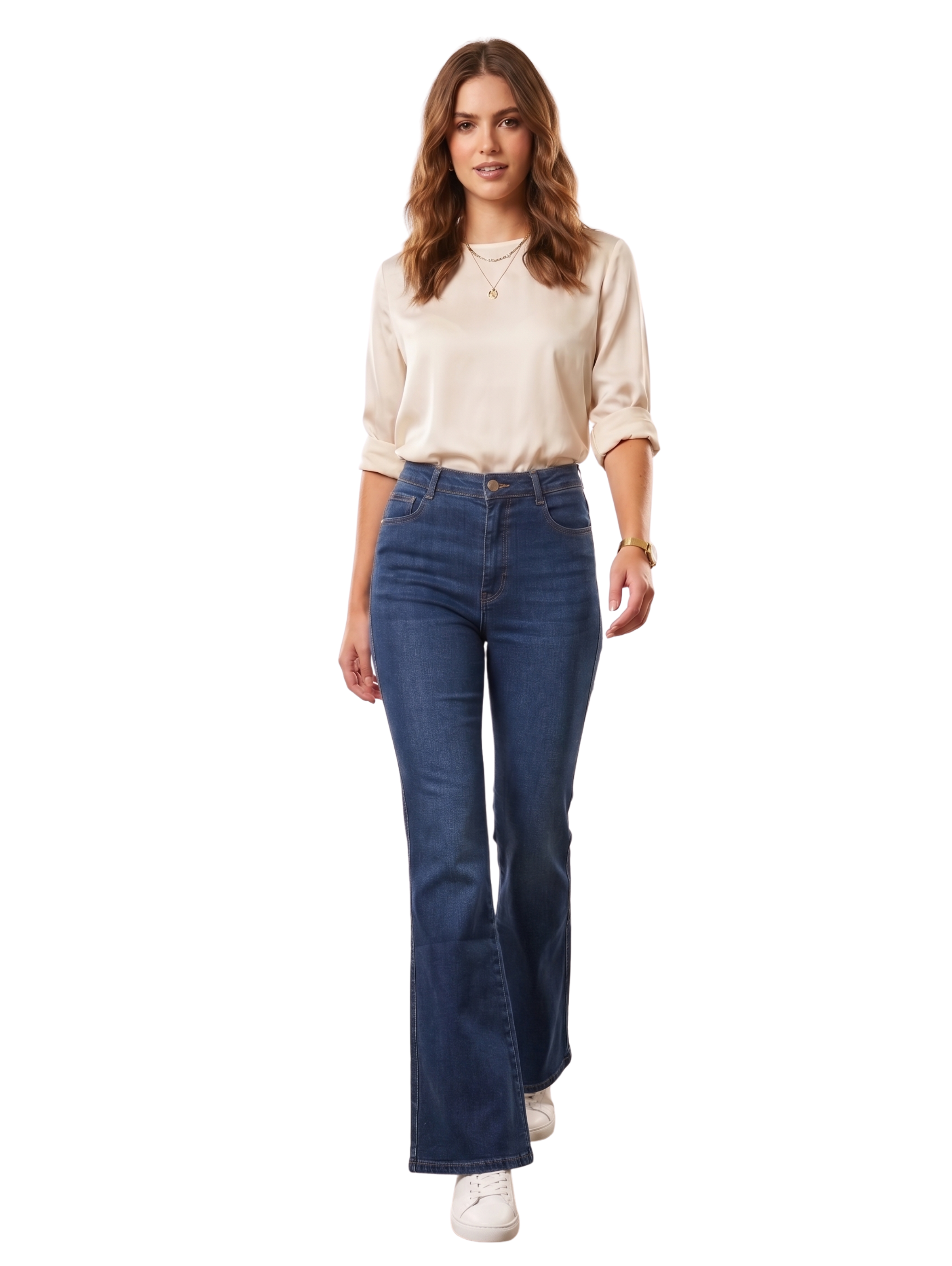 Blue High Waist Flare Cut Jeans