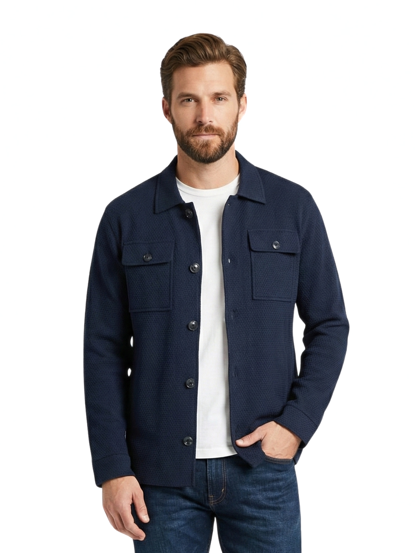 Long Sleeve Casual Buttoned Navy Blazer