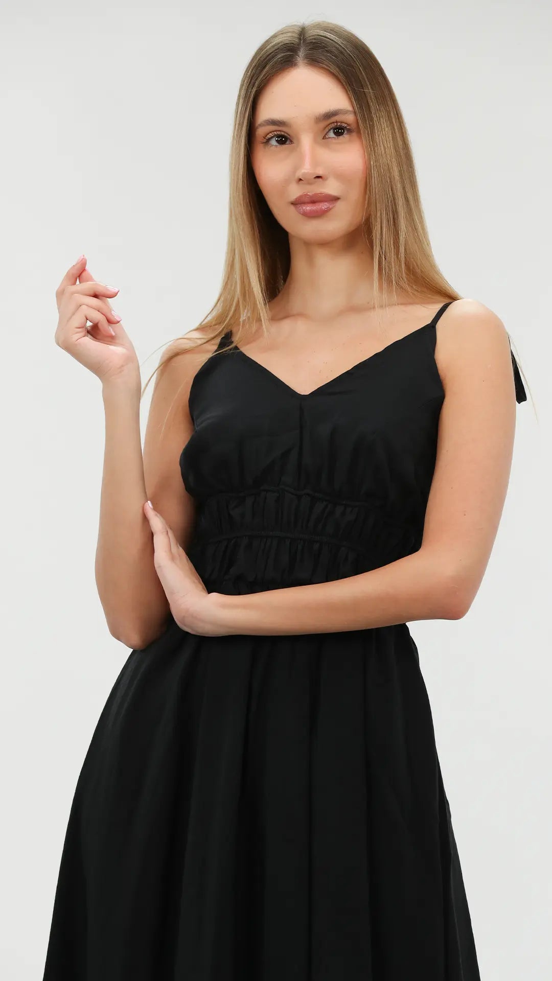 Long Dress Black With Shoulder-Ties