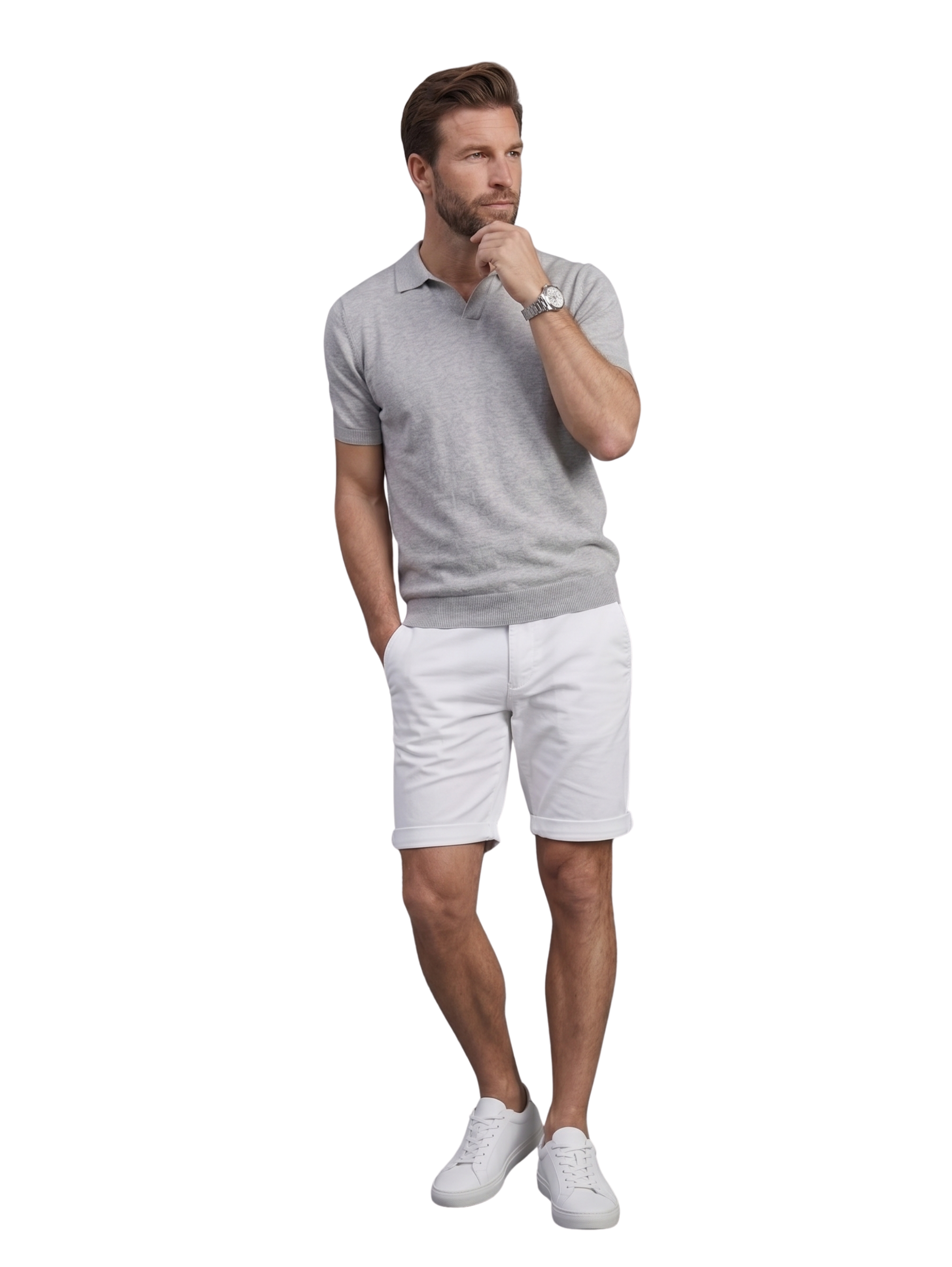 White Casual Chino Shorts