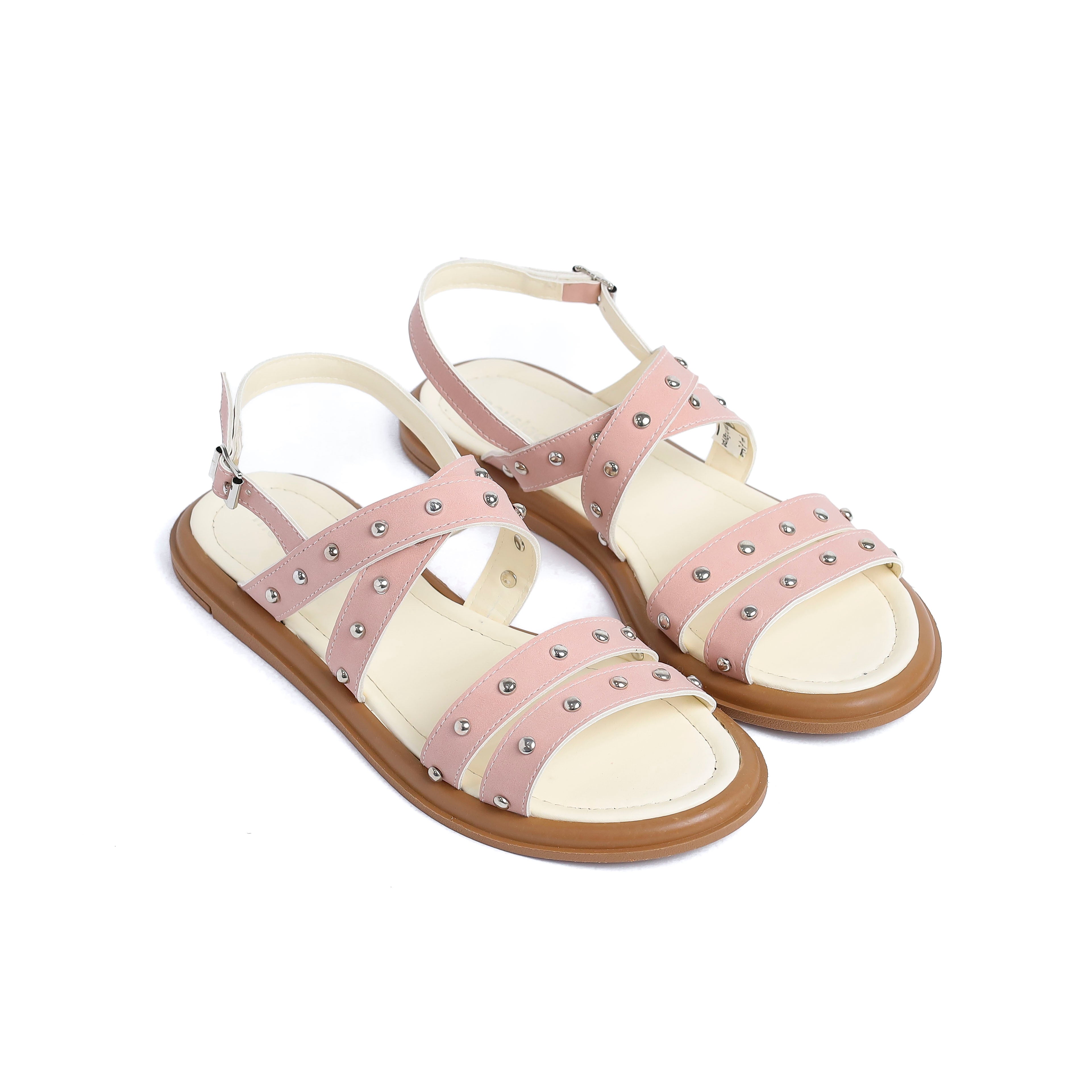 Flat Pink Sandal With Camel Insole