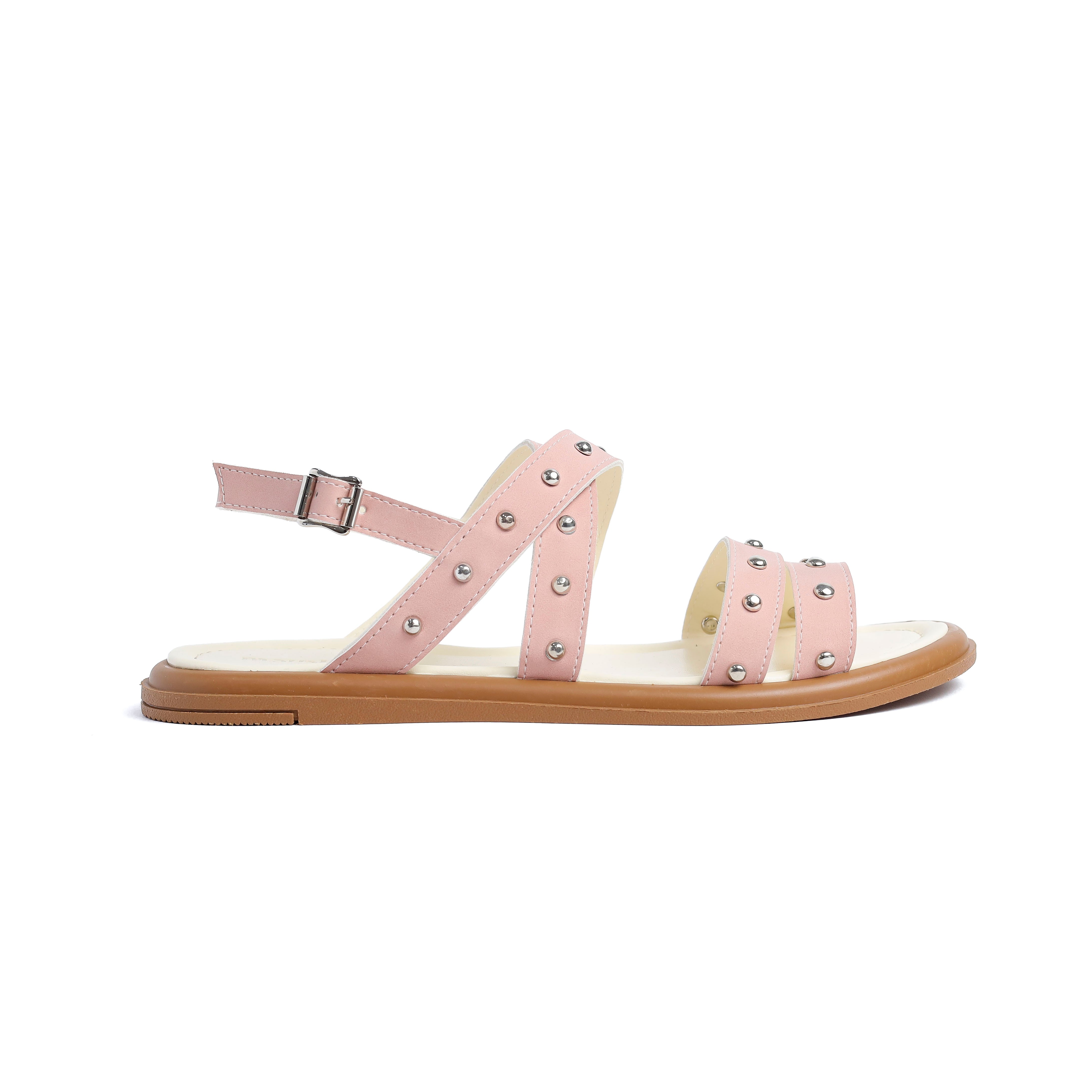 Flat Pink Sandal With Camel Insole
