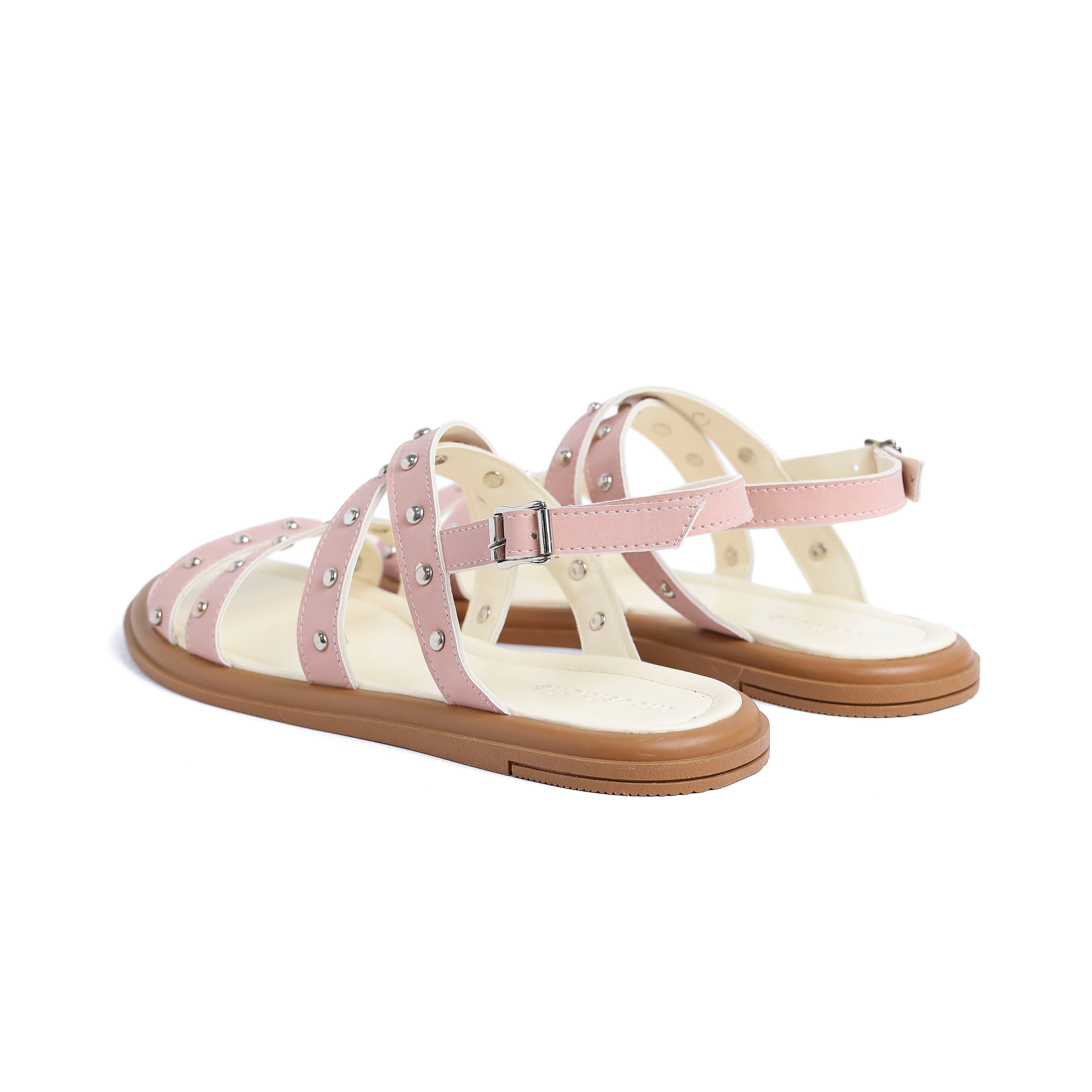 Flat Pink Sandal With Camel Insole