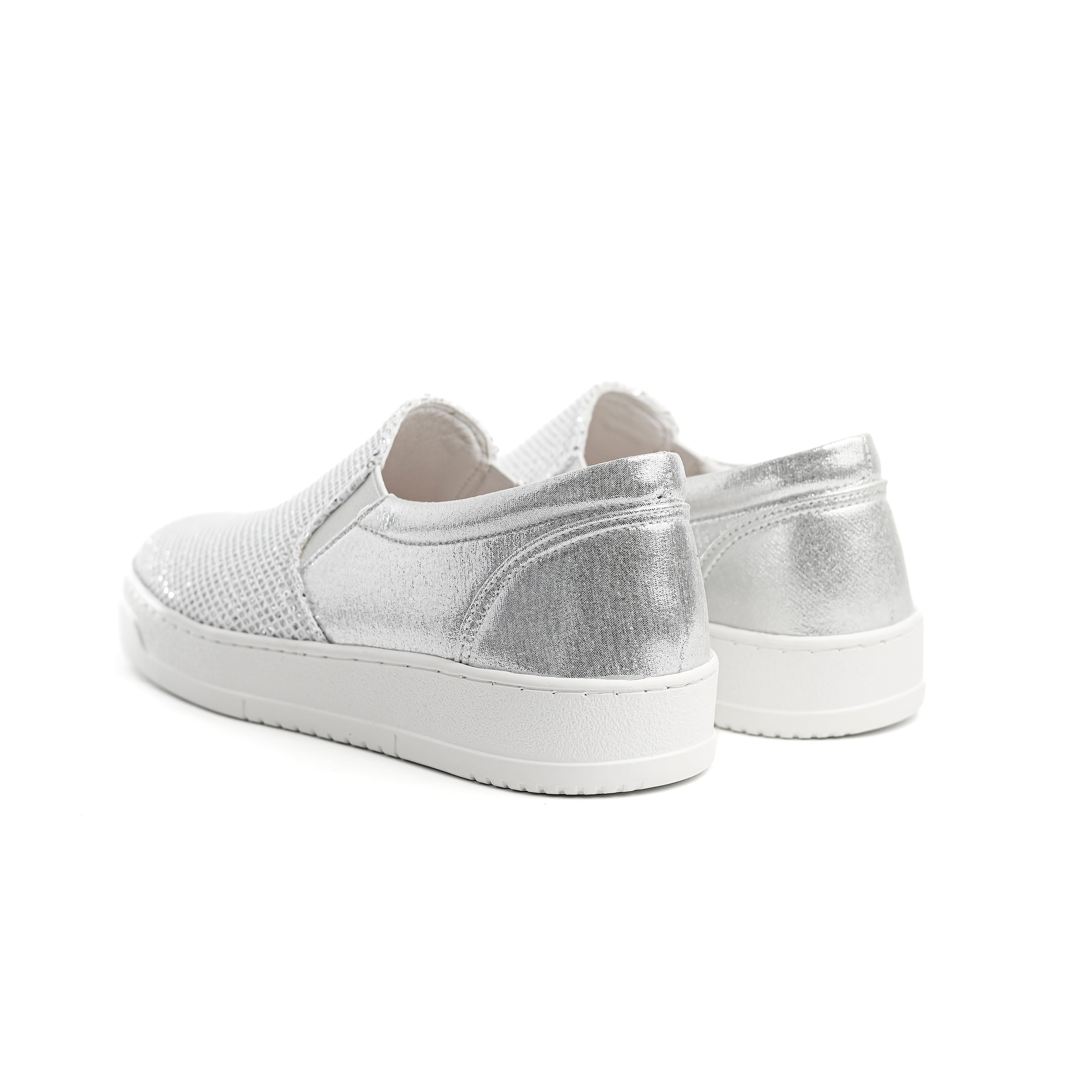 Silver Canvas Sneakers Without Laces