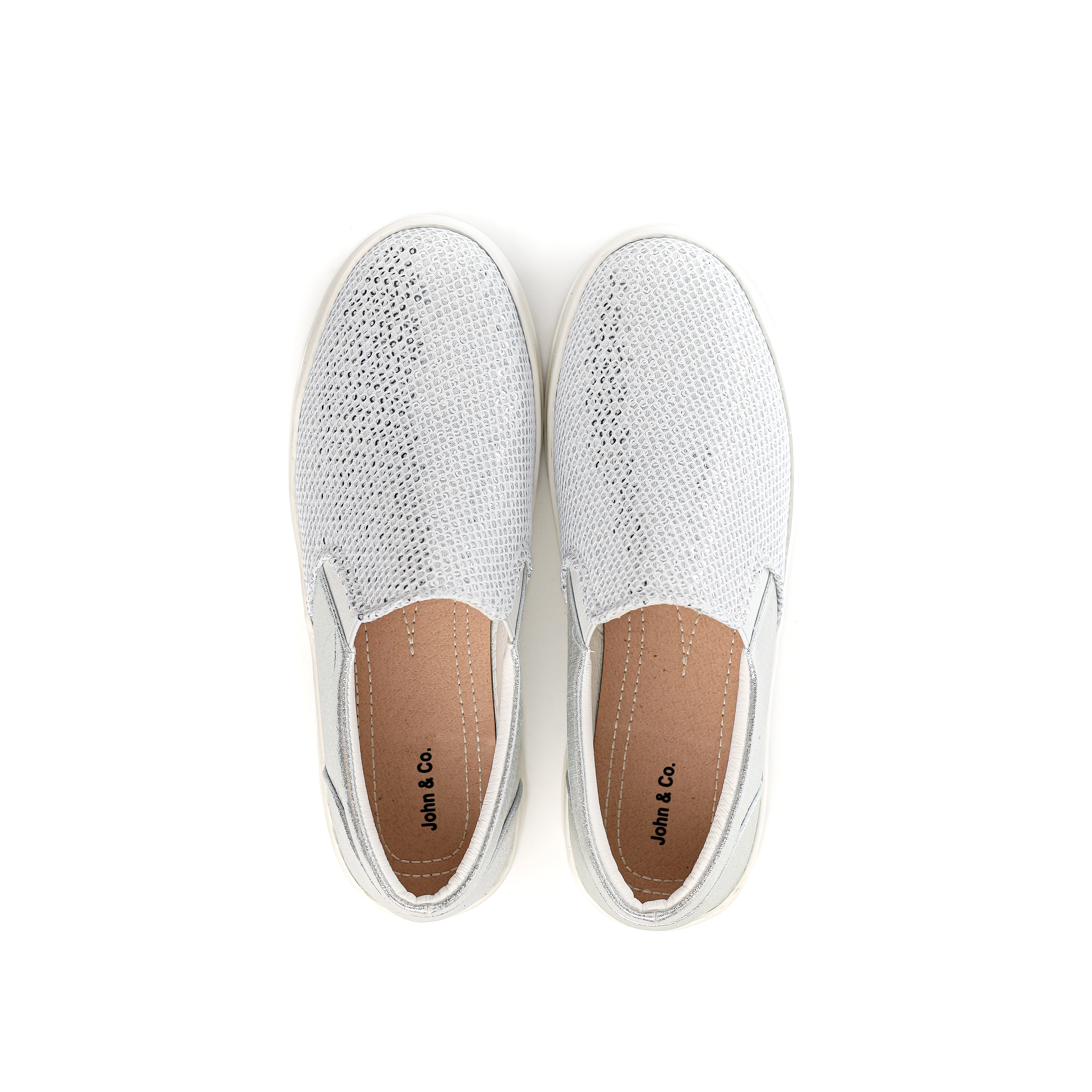 Silver Canvas Sneakers Without Laces