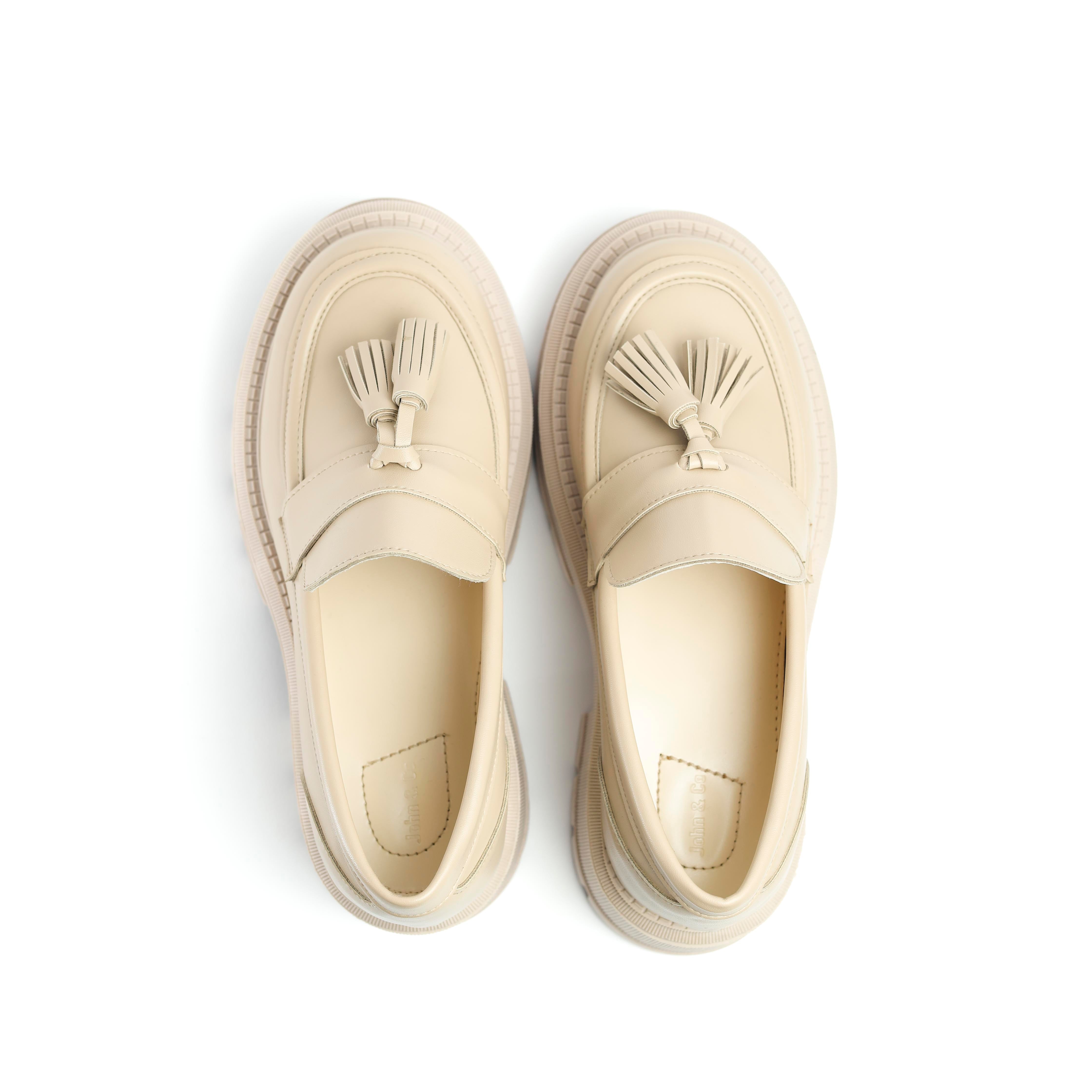 Beige Slip On Loafer With Large Insole