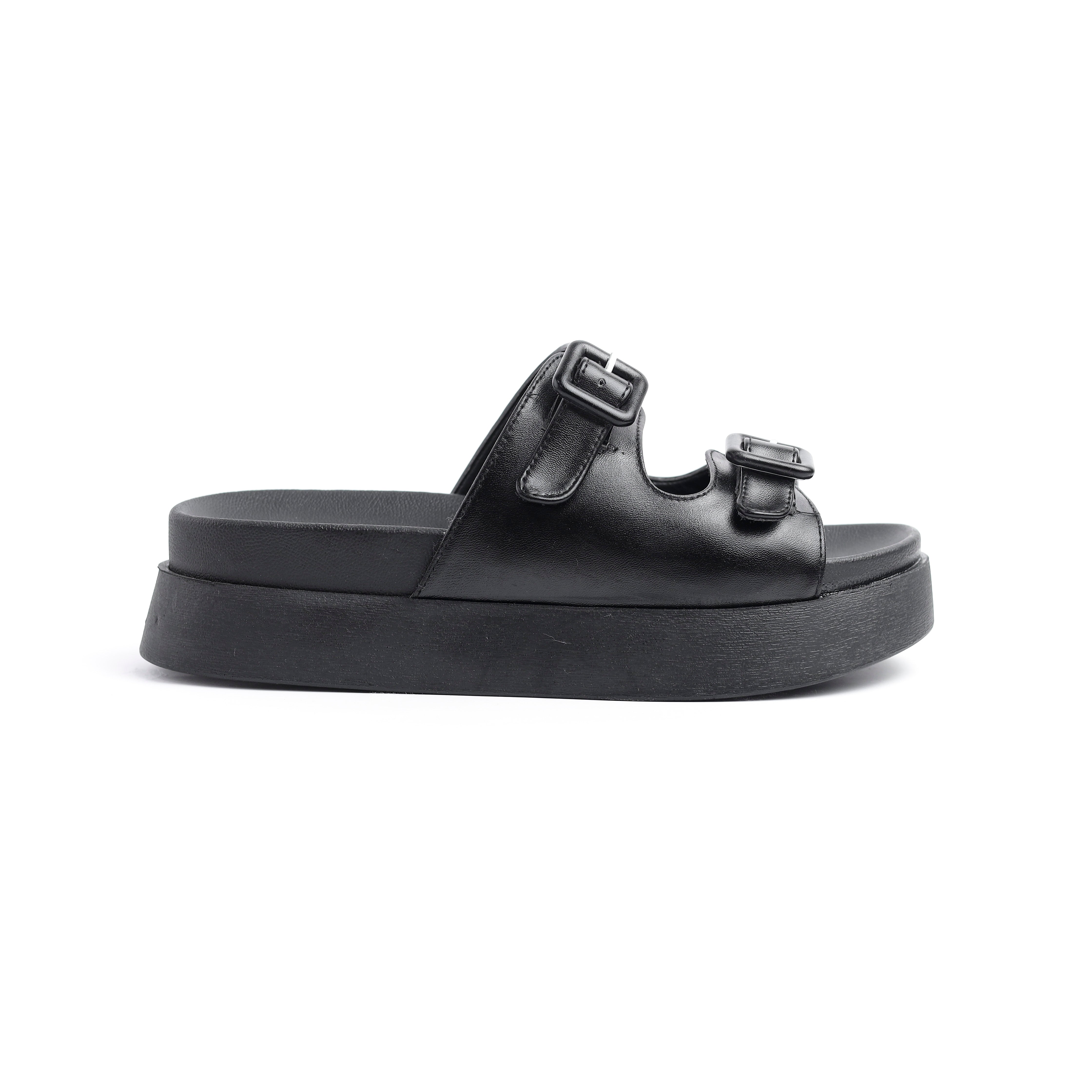 Black Slipper With Two Straps