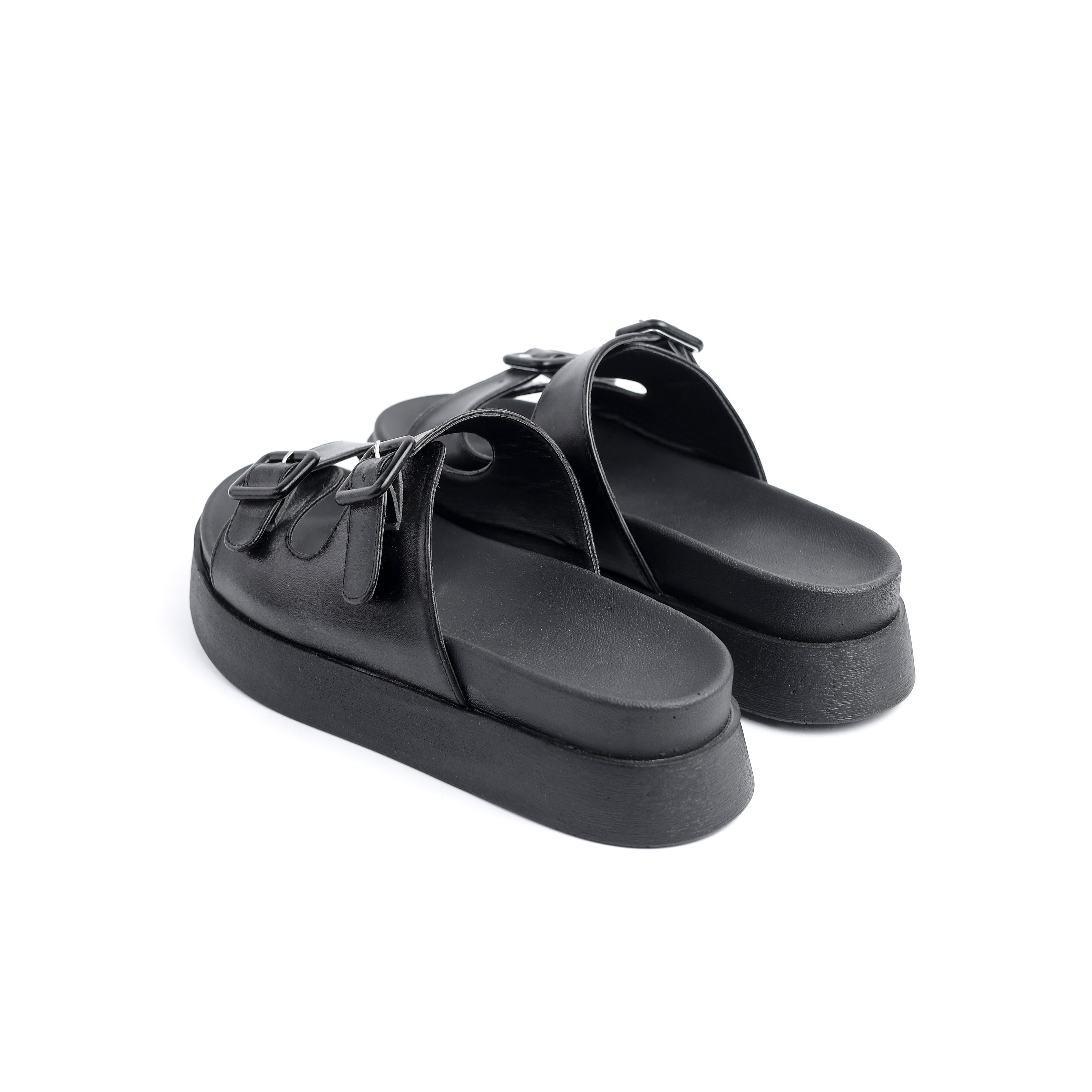 Black Slipper With Two Straps