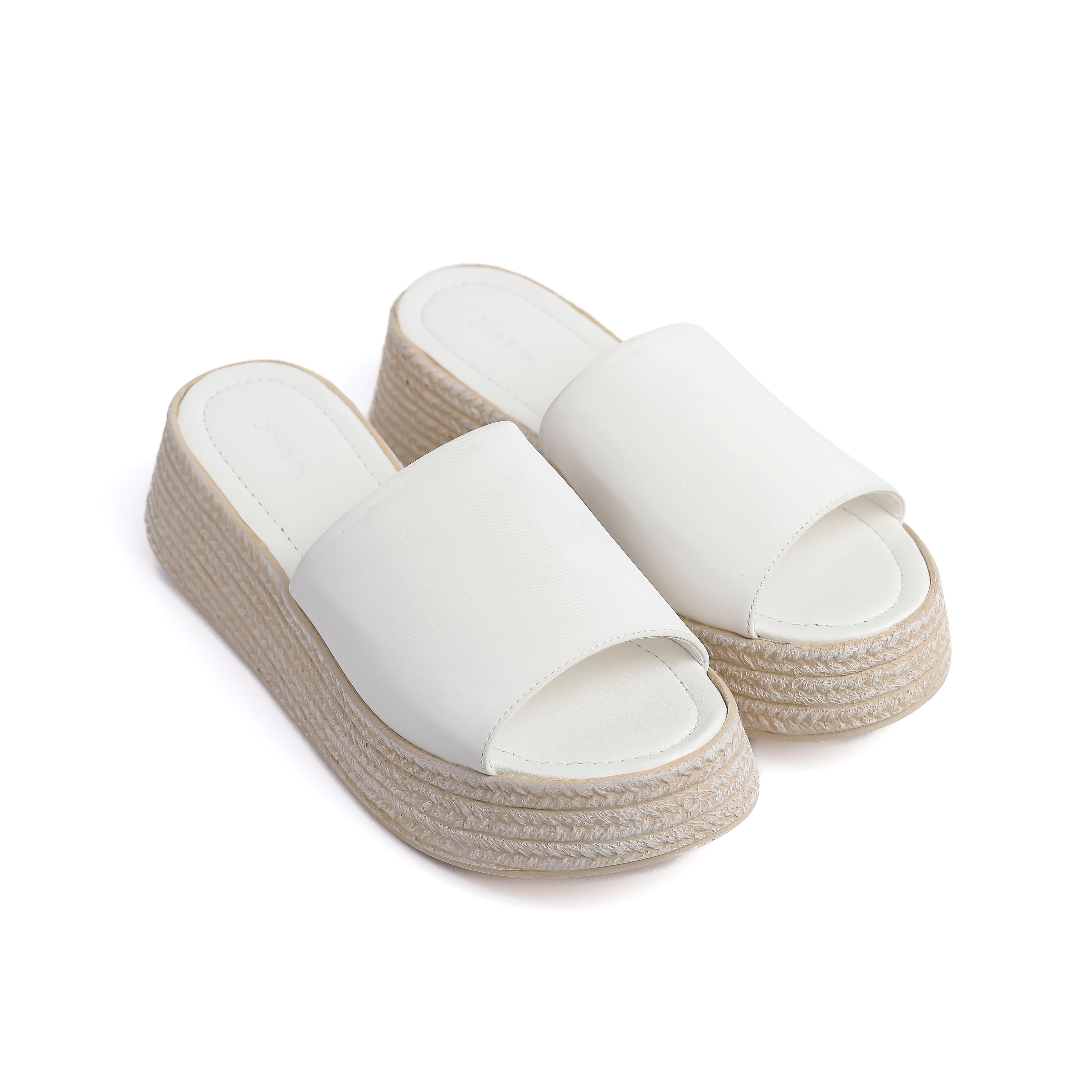 Thick Sole One Strap Slip White Sandal