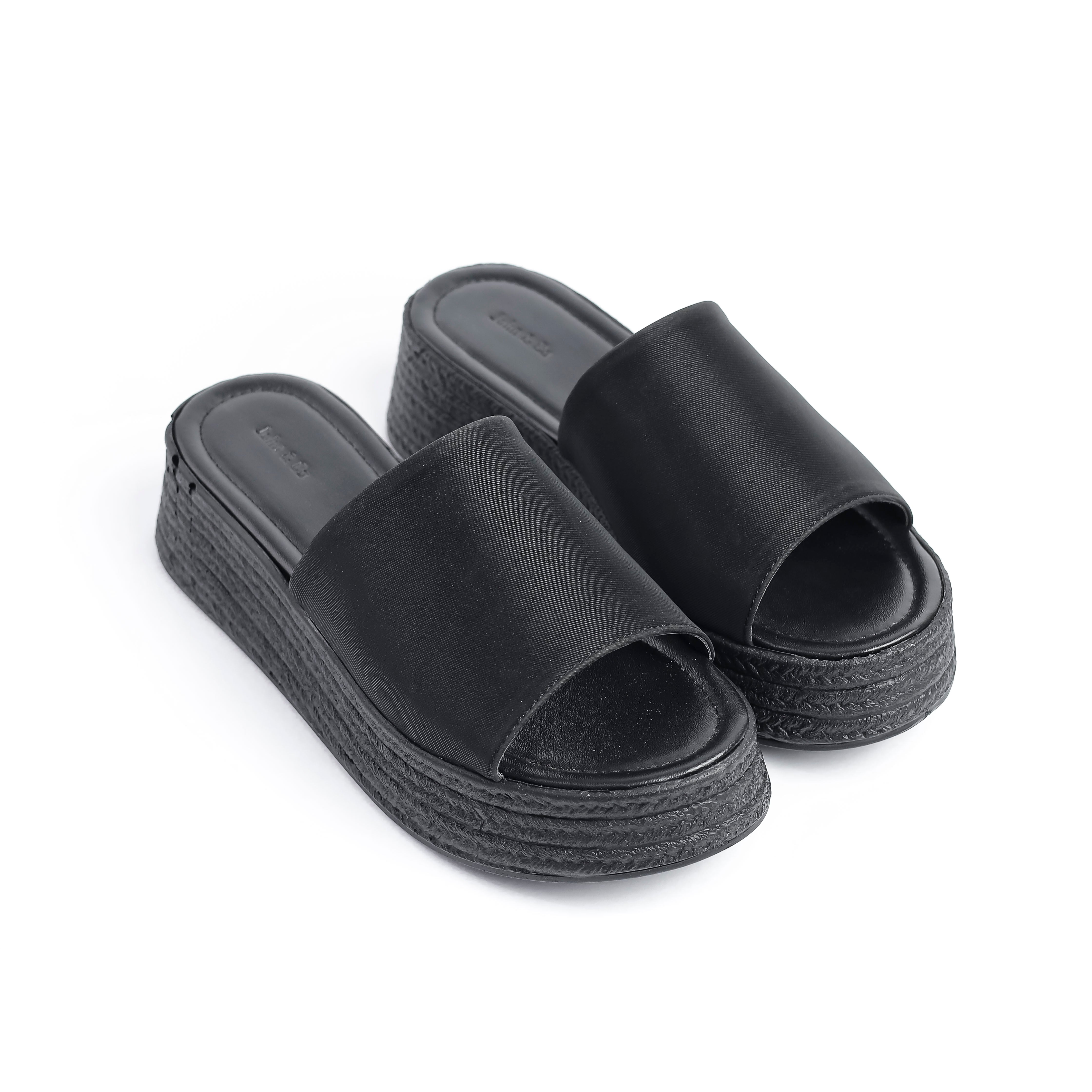 Thick Sole One Strap Slip Black Sandal