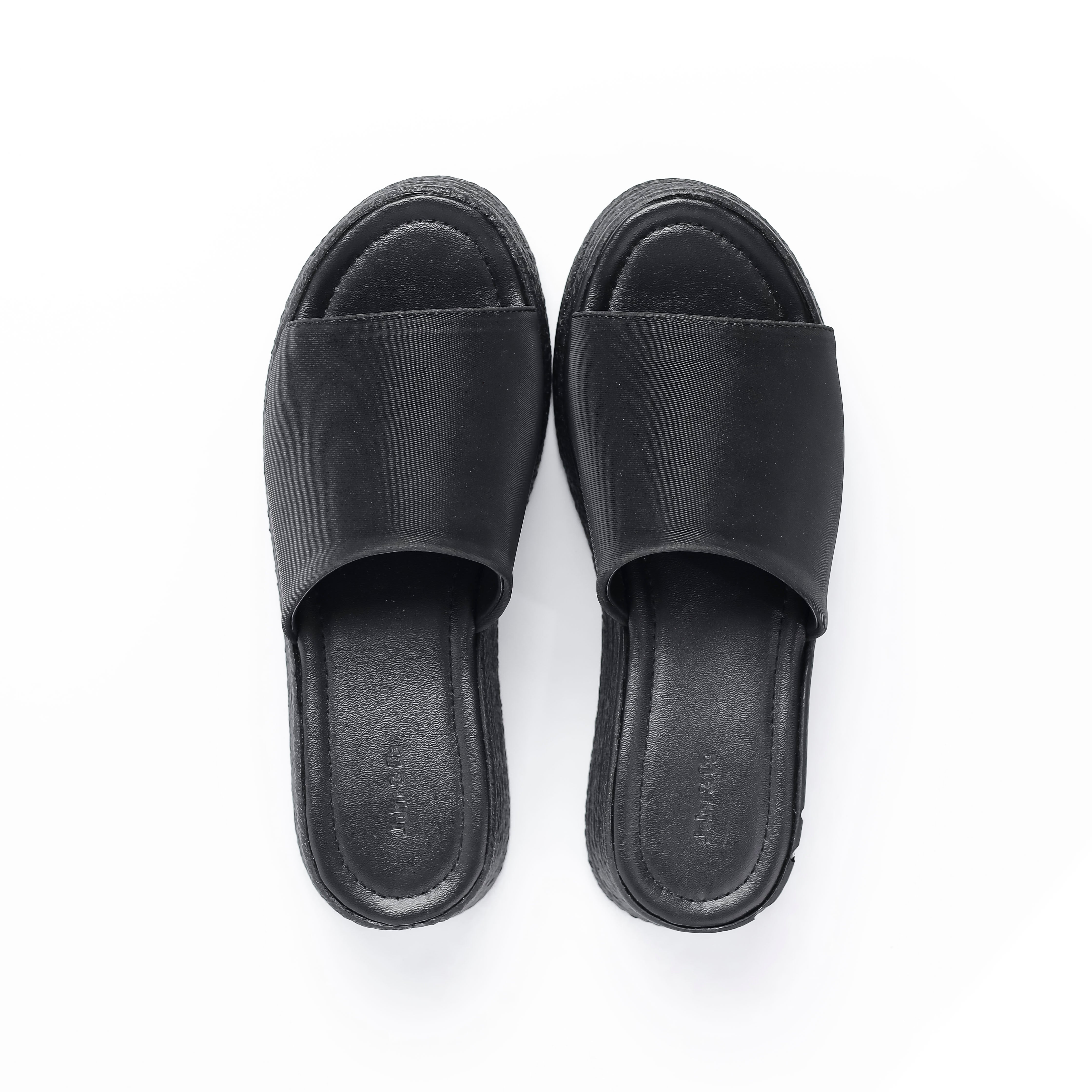 Thick Sole One Strap Slip Black Sandal