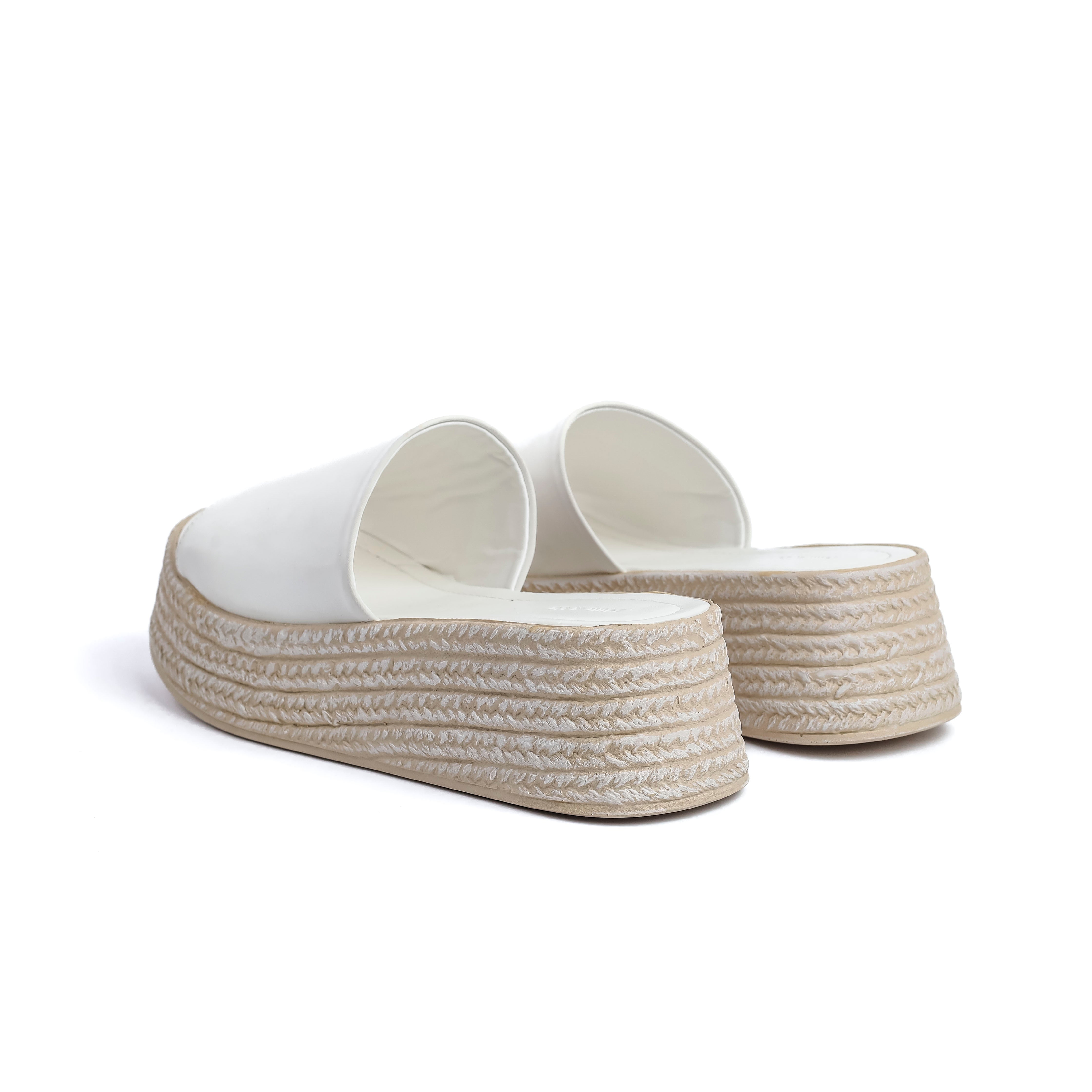 Thick Sole One Strap Slip White Sandal