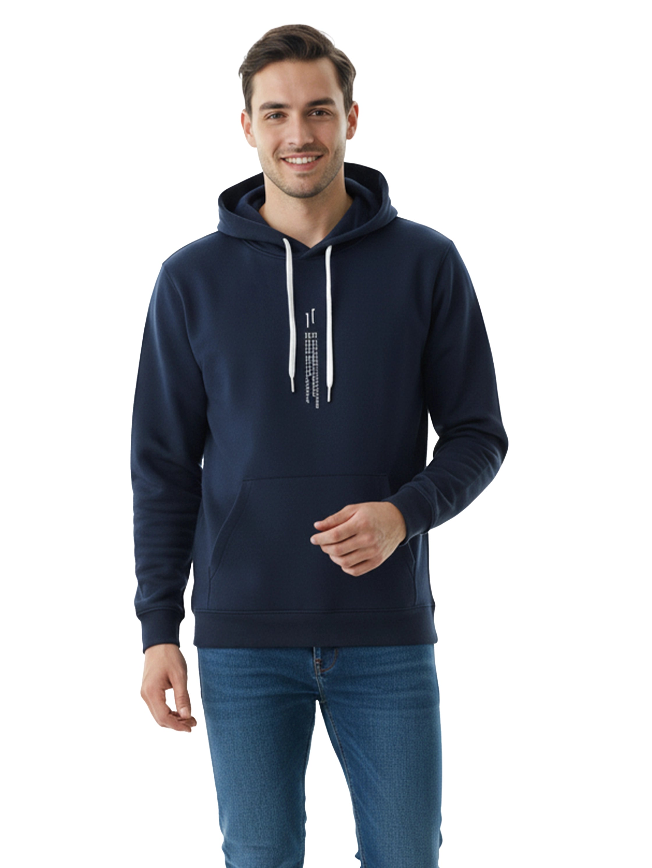 Navy Cotton Hoodie With Adjustable Drawstring