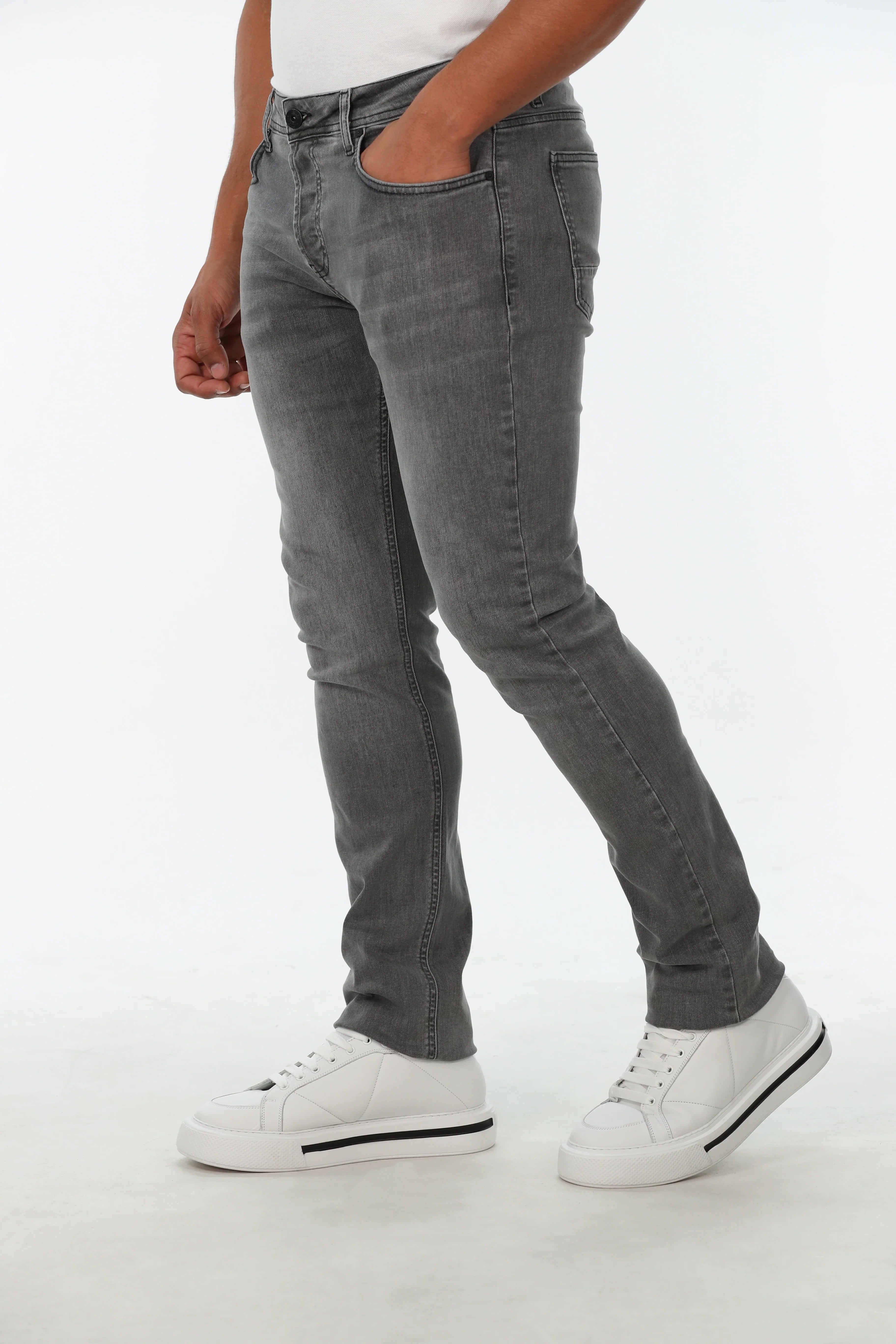 Slim Straight Grey Washed Jeans