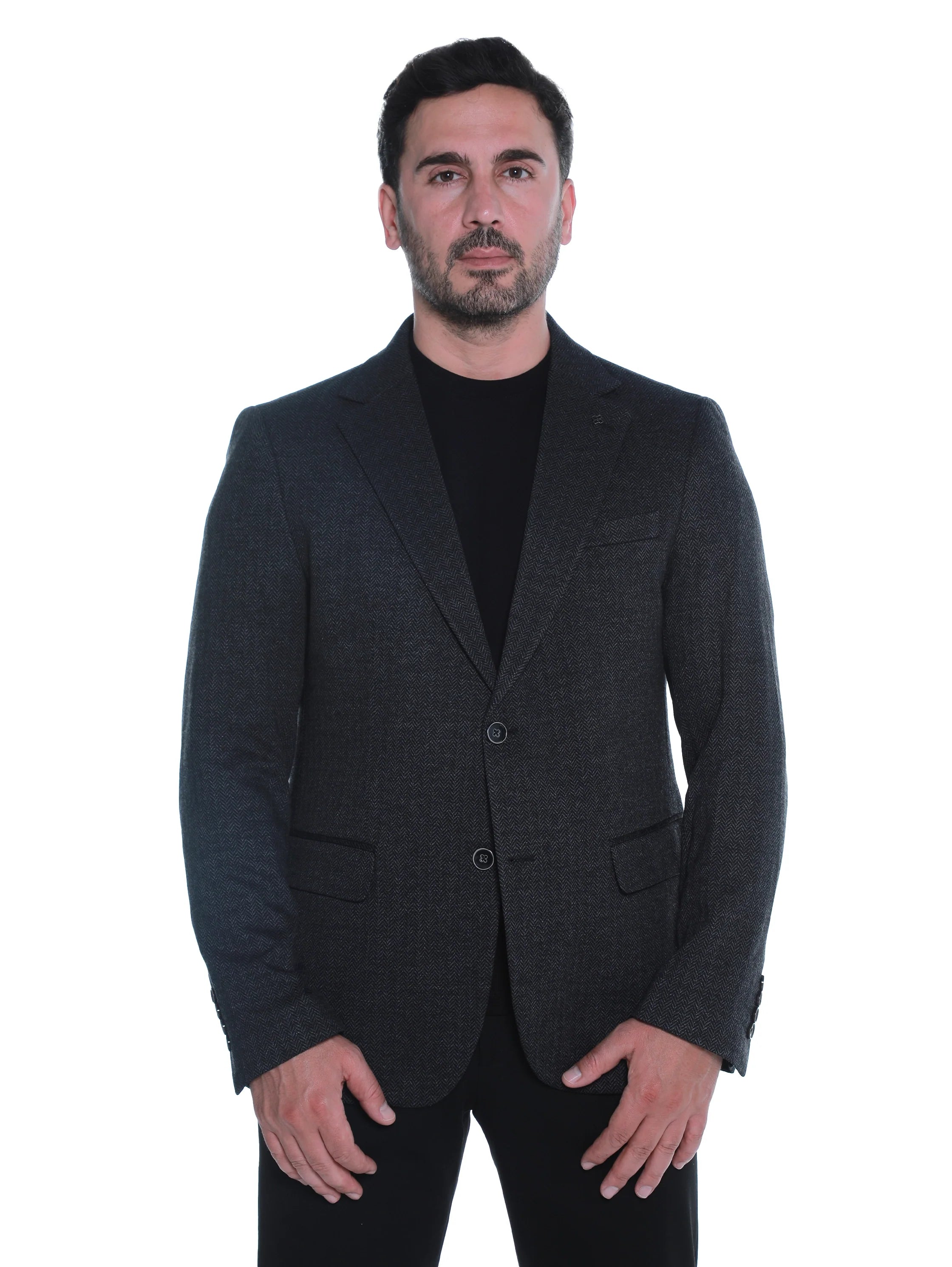 Black Blazer With Lapel Pockets