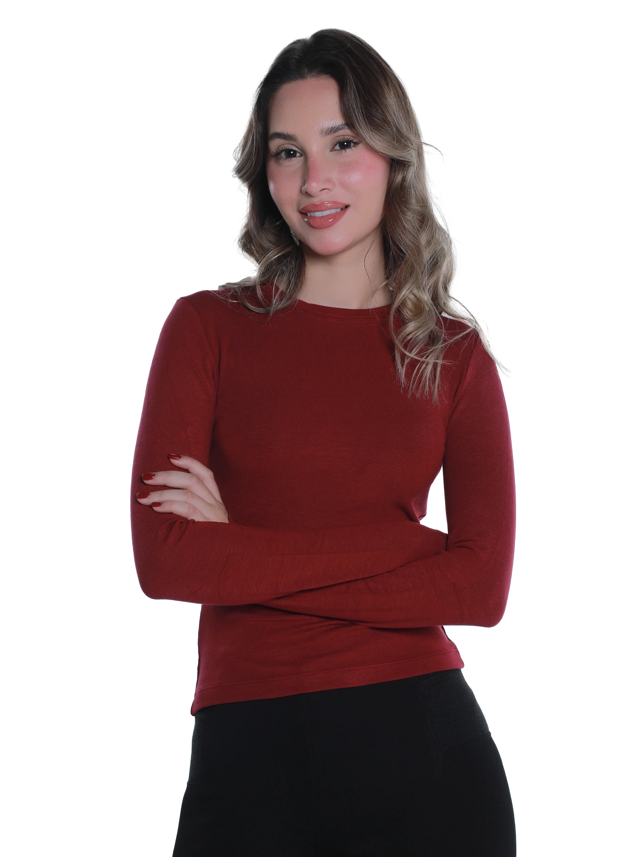 Cotton Bordo Top With Open Attached Finger