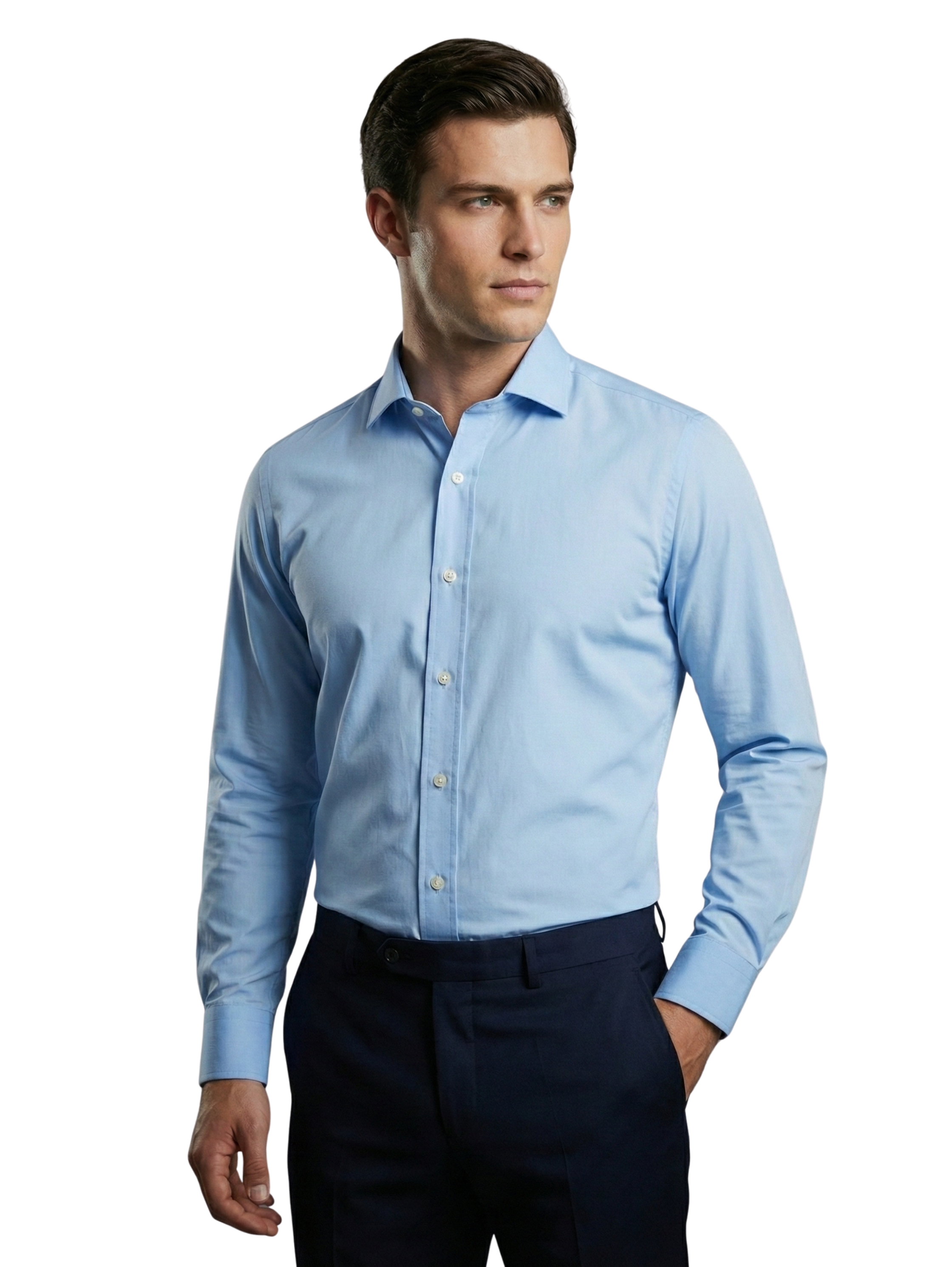 Blue Classic Shirt With Button To Close