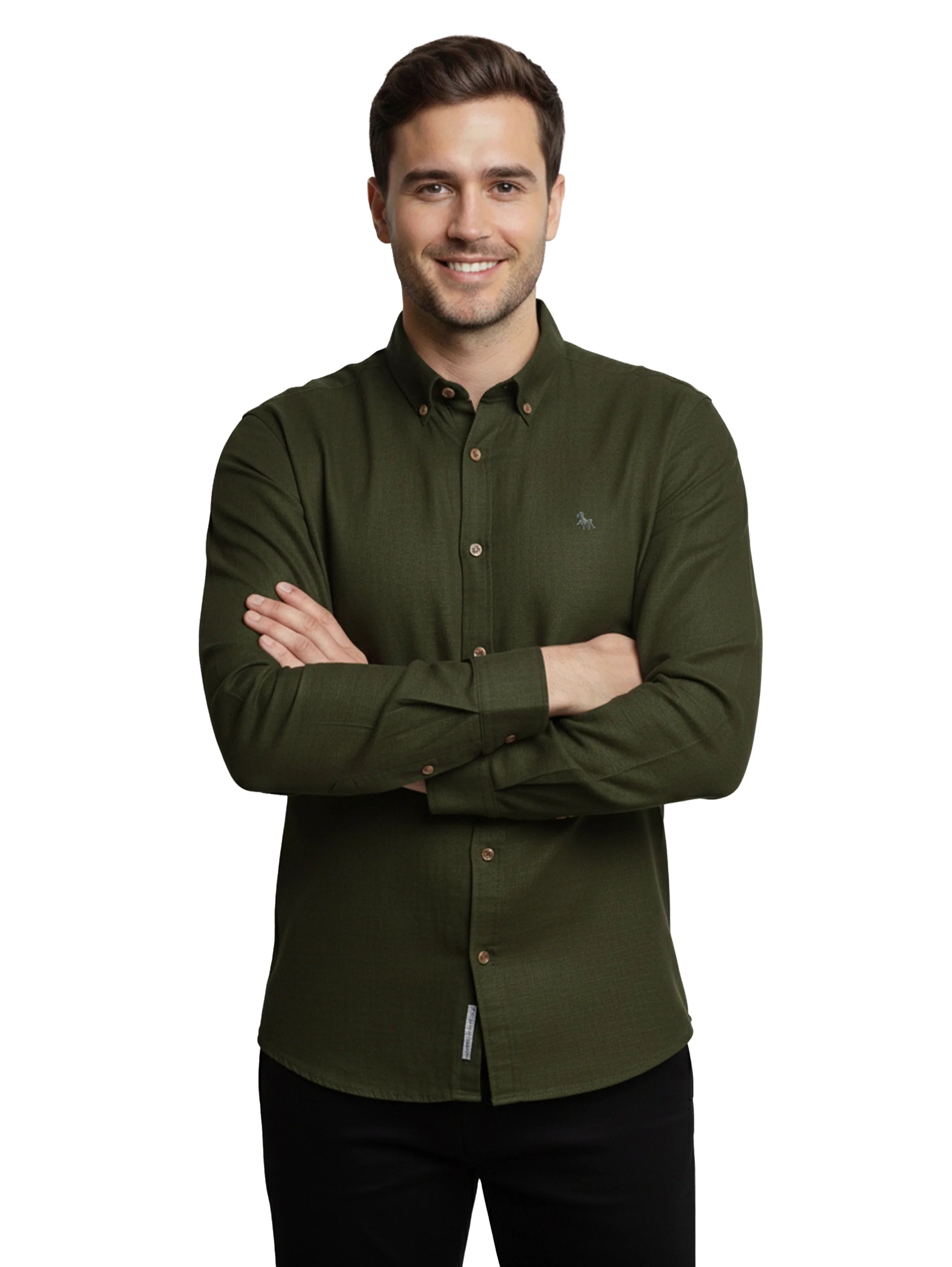 Olive Casual Long Sleeve Shirt