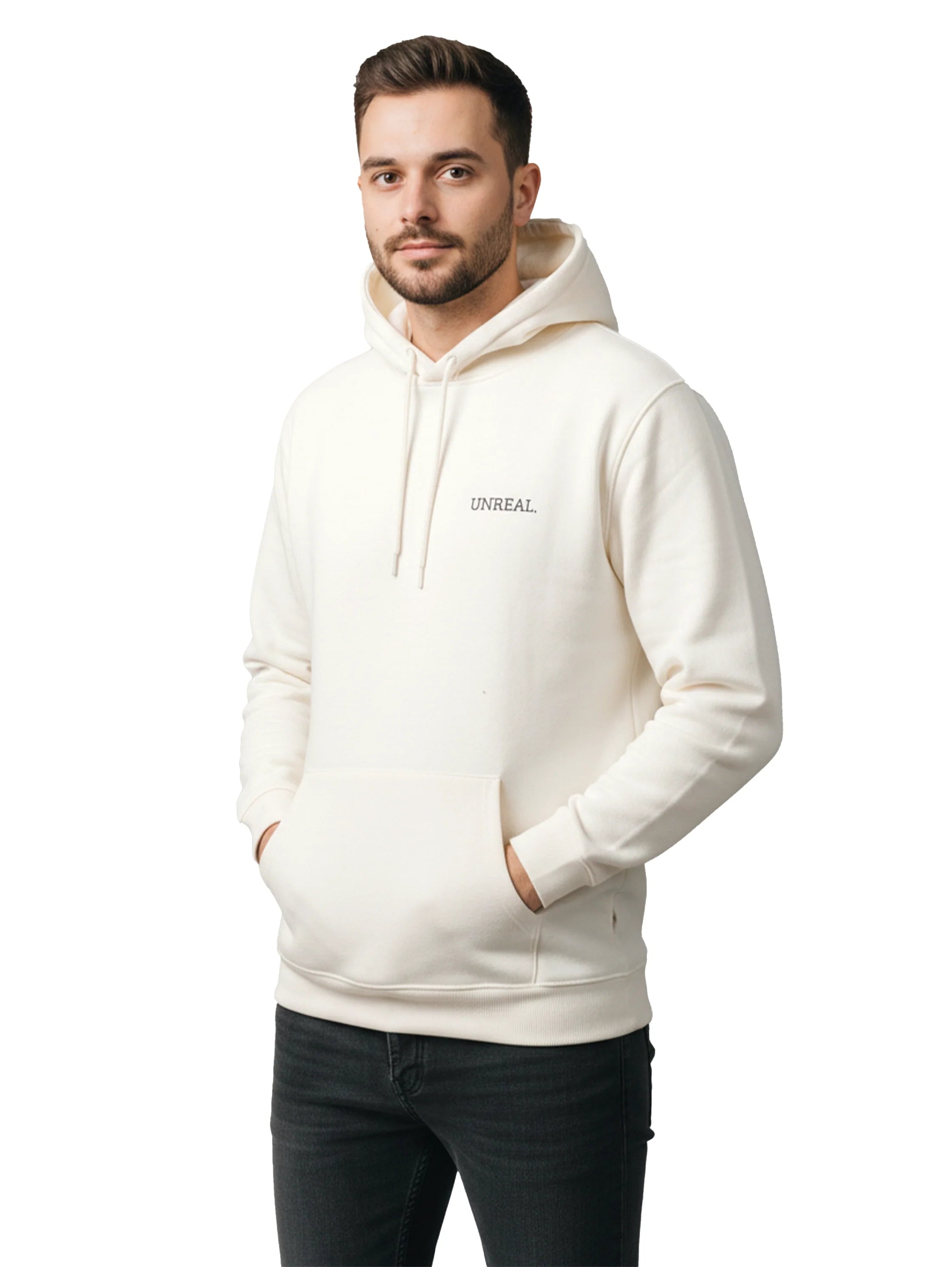 Offwhite Casual Hoodie With Kangaroo Pocket