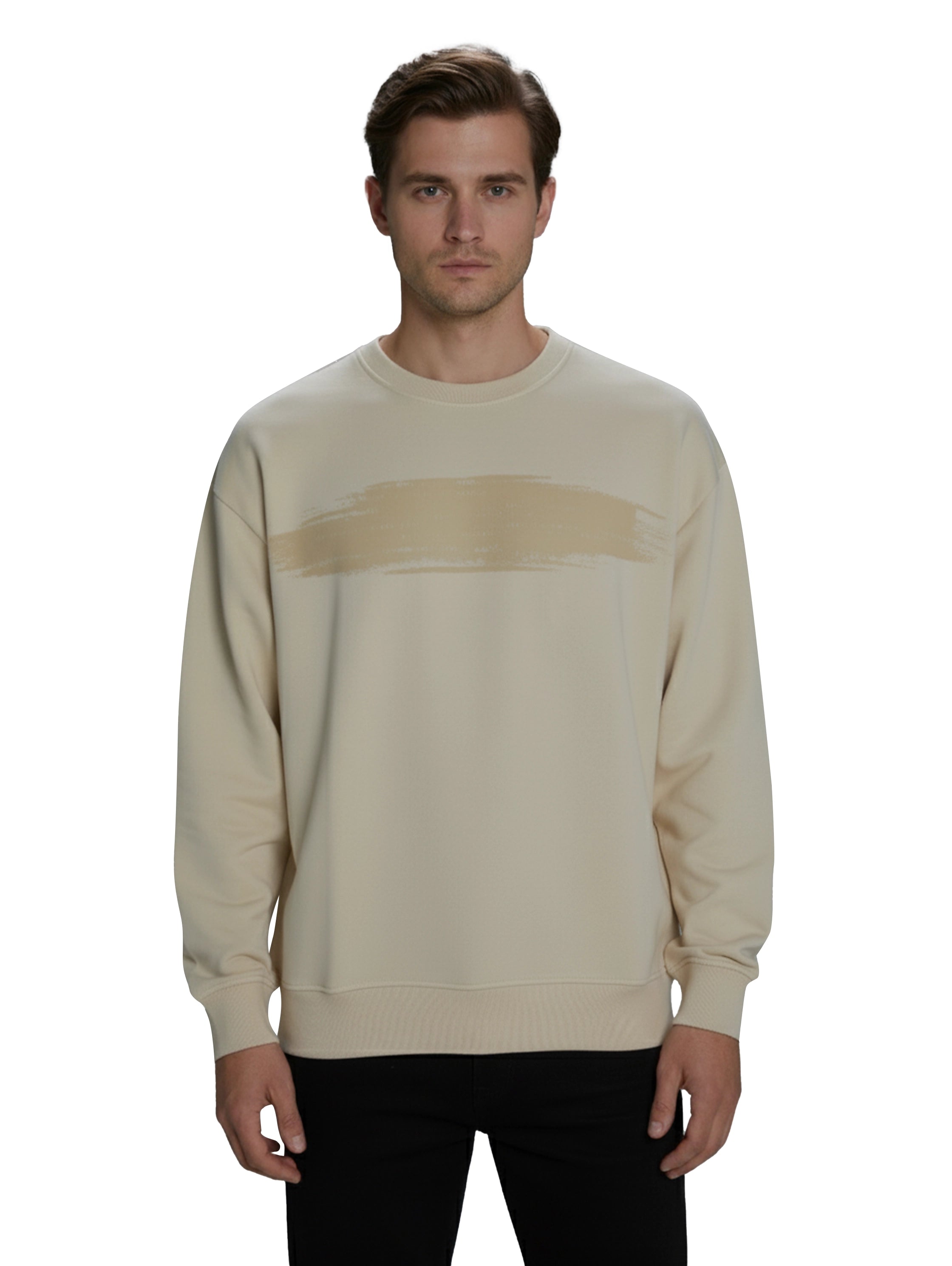 Beige Cotton Long Sleeved Sweater
